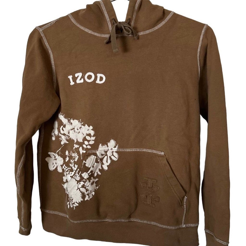 Izod Vintage Designer Brown Hooded Sweatshirt by IZOD Size M / US 6-8 / IT 42-44 - 1 Thumbnail