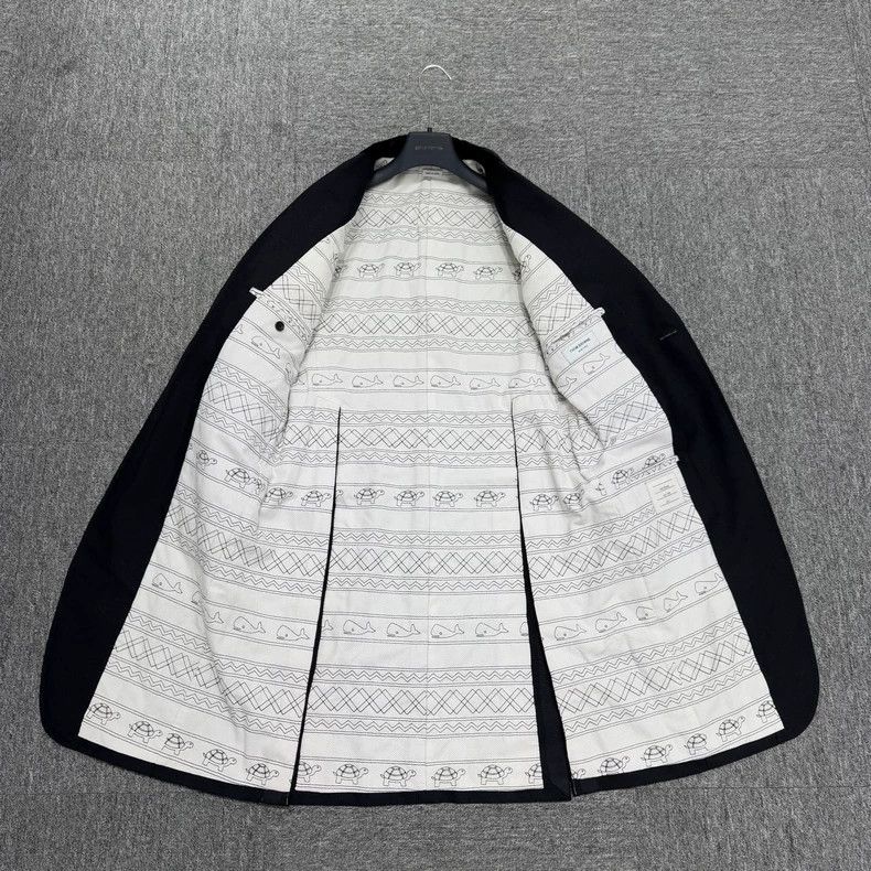 Thom Browne Thom browne Embroidered full-printed wool coat inside 2505- Size US L / EU 52-54 / 3 - 2 Thumbnail