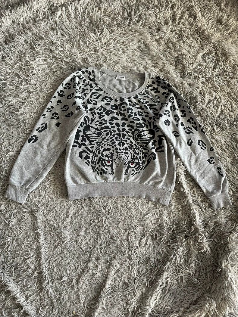 Saint Laurent Paris Saint Laurent Paris Grey Leopard Leopard Head Crewneck Swe Size M / US 6-8 / IT 42-44 - 1 Thumbnail