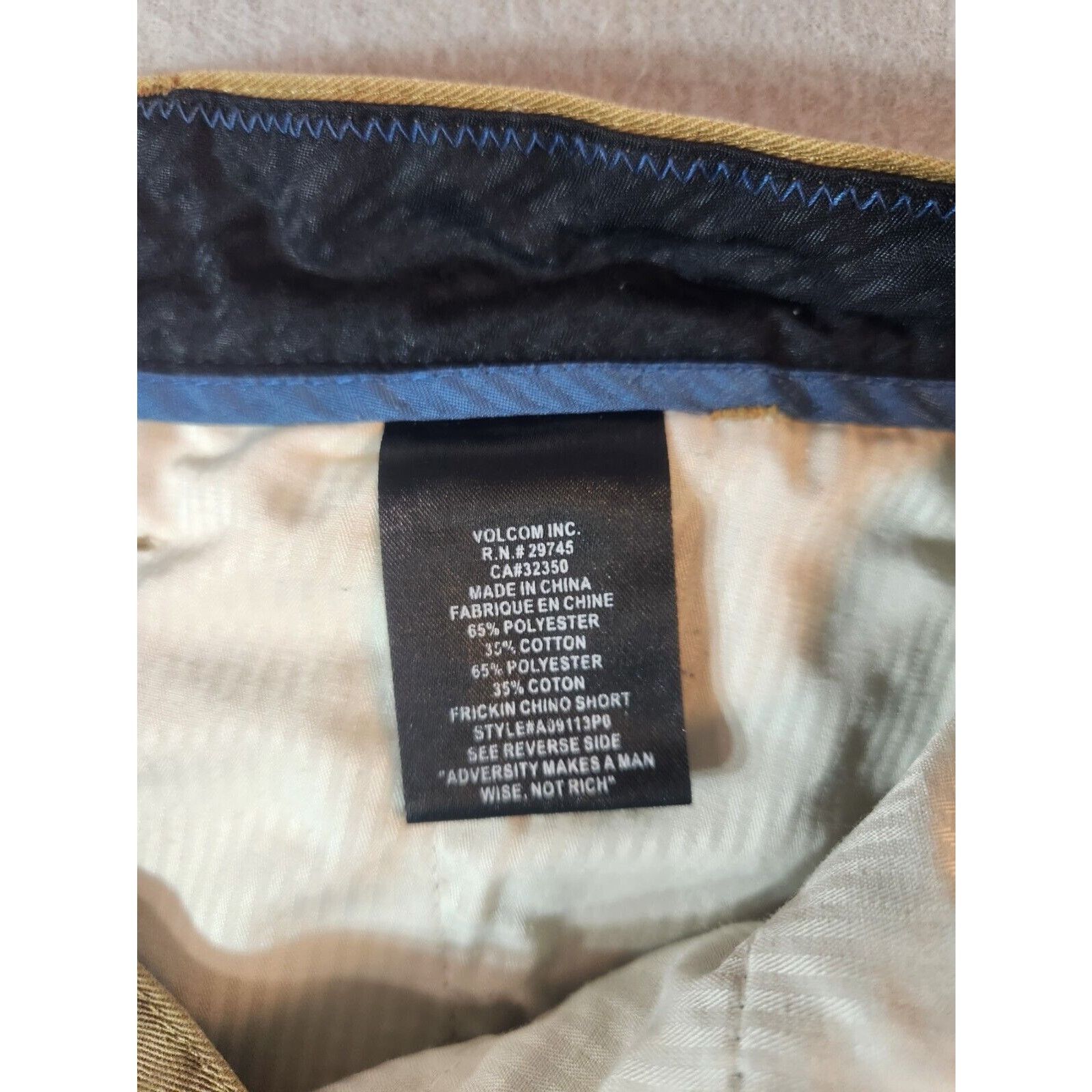 Volcom Volcom Men's Frickin Chino Shorts Size 34 Brown Skate Wear Size US 34 / EU 50 - 7 Thumbnail