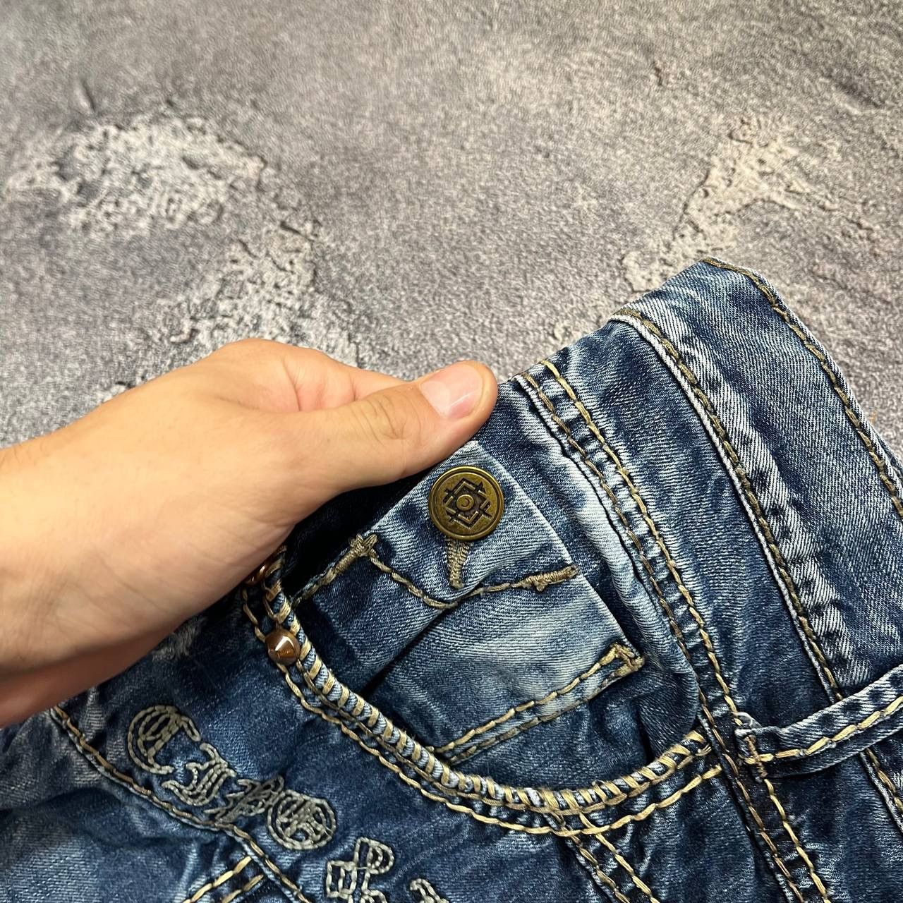 Vintage Vintage Cipo Baxx Jeans Patchwork Big Logo Flared Japanese Size US 34 / EU 50 - 7 Thumbnail