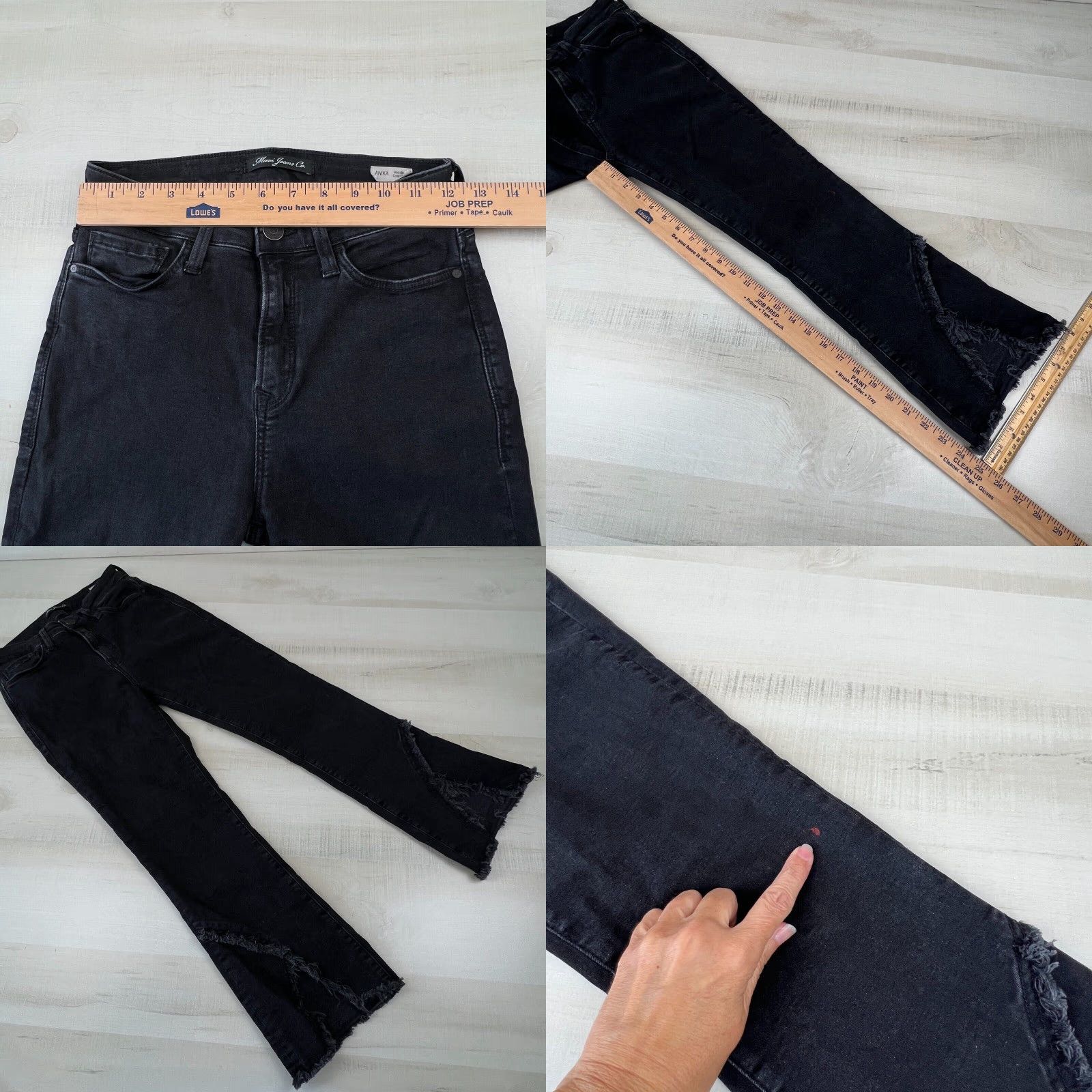 Mavi Mavi Womens Jeans 25 Anika Crop Flare Black Denim Frayed Edges Mid Rise Size 42" / US 20 - 8 Thumbnail