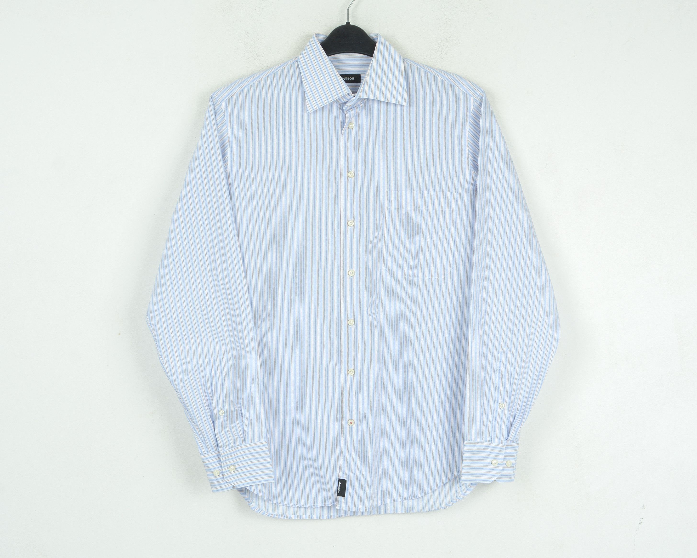 Strellson Formal Blue Mens Shirt 15.5" Size S Casual Single Cuffs Size 38R - 1 Thumbnail