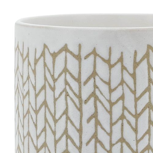 Designer × Homemade 8" CHEVRON PLANTER W/ WOOD STAND, BEIGE Size US L / EU 52-54 / 3 - 7 Thumbnail