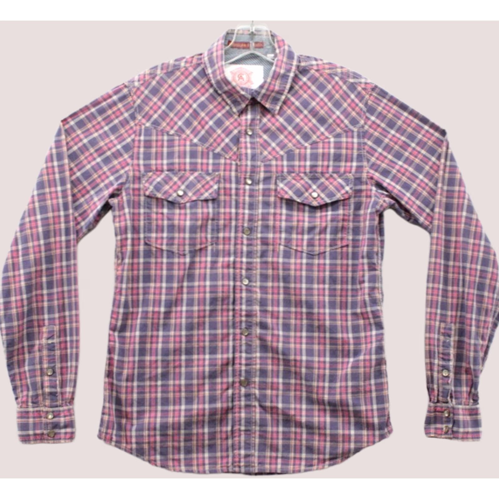 Vintage Christian Audigier Y2K Shirt Mens Small Pearl Snaps Purple Pink Plaid Western Flip Cuff Size US S / EU 44-46 / 1 - 1 Thumbnail