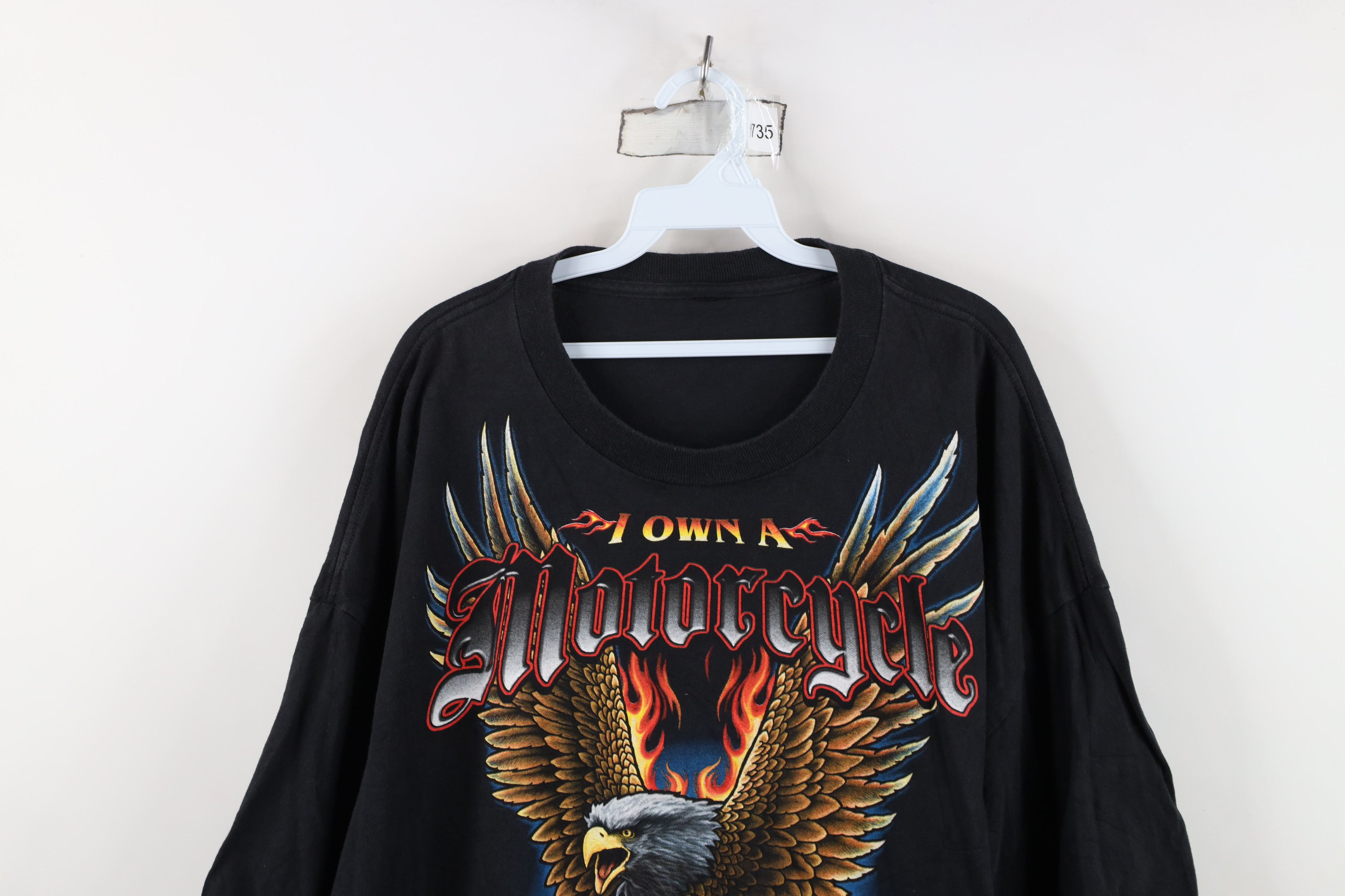 Vintage Vintage Y2K Streetwear Motorcycle Fire Flames T-Shirt Black Size US XXL / EU 58 / 5 - 2 Thumbnail