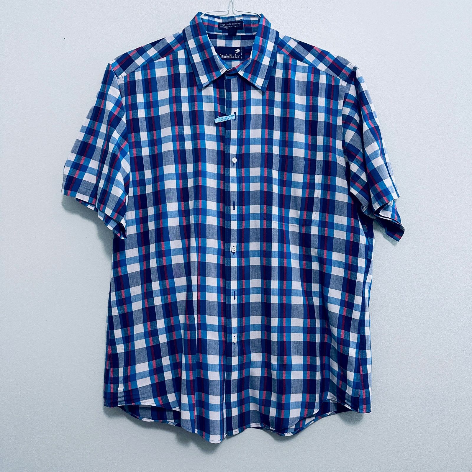 Stanley Blacker Vintage Stanley Blacker blue plaid short sleeve button down Size US L / EU 52-54 / 3 - 2 Thumbnail