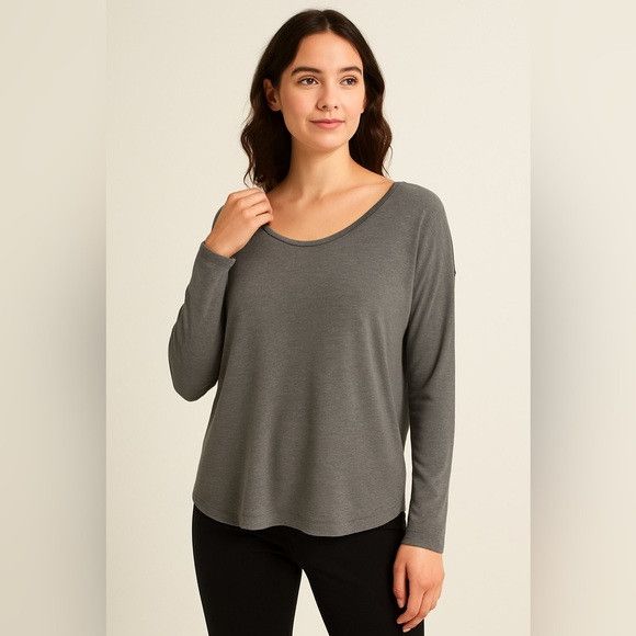 Kit and Ace Kit and Ace Grey Long Sleeve Scoop Neck Top Women’s Size XL Size XL / US 12-14 / IT 48-50 - 1 Thumbnail