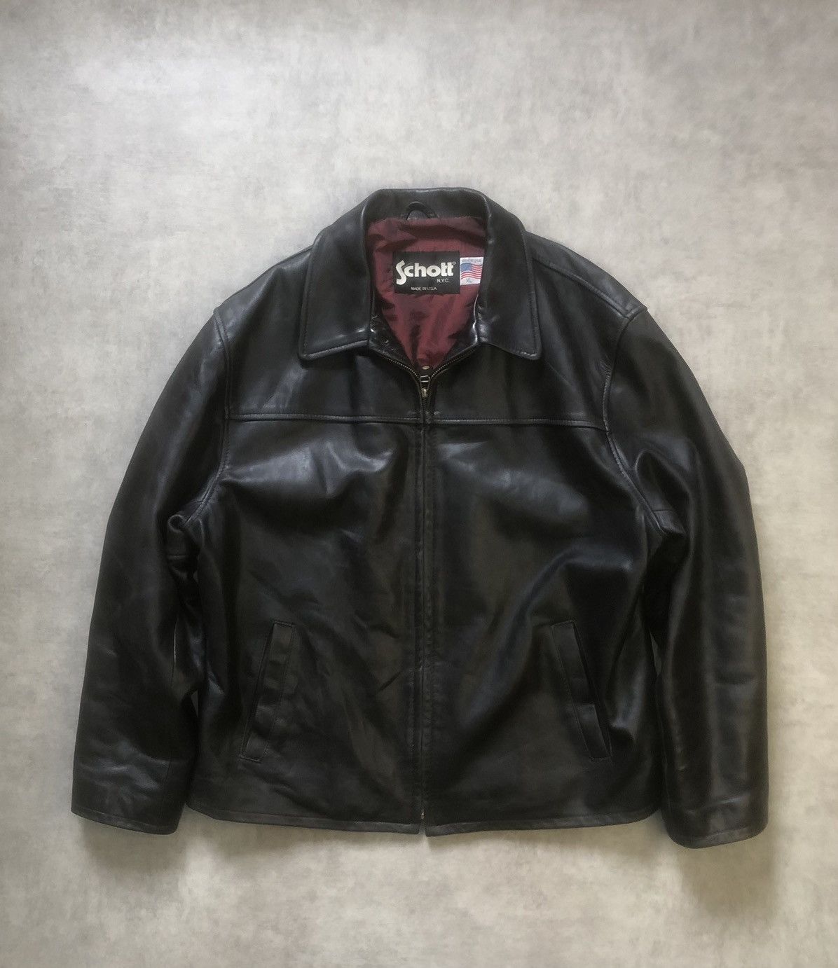Made In Usa Schott Vintage 90s Schott Leather Blouson Jacket Grailed