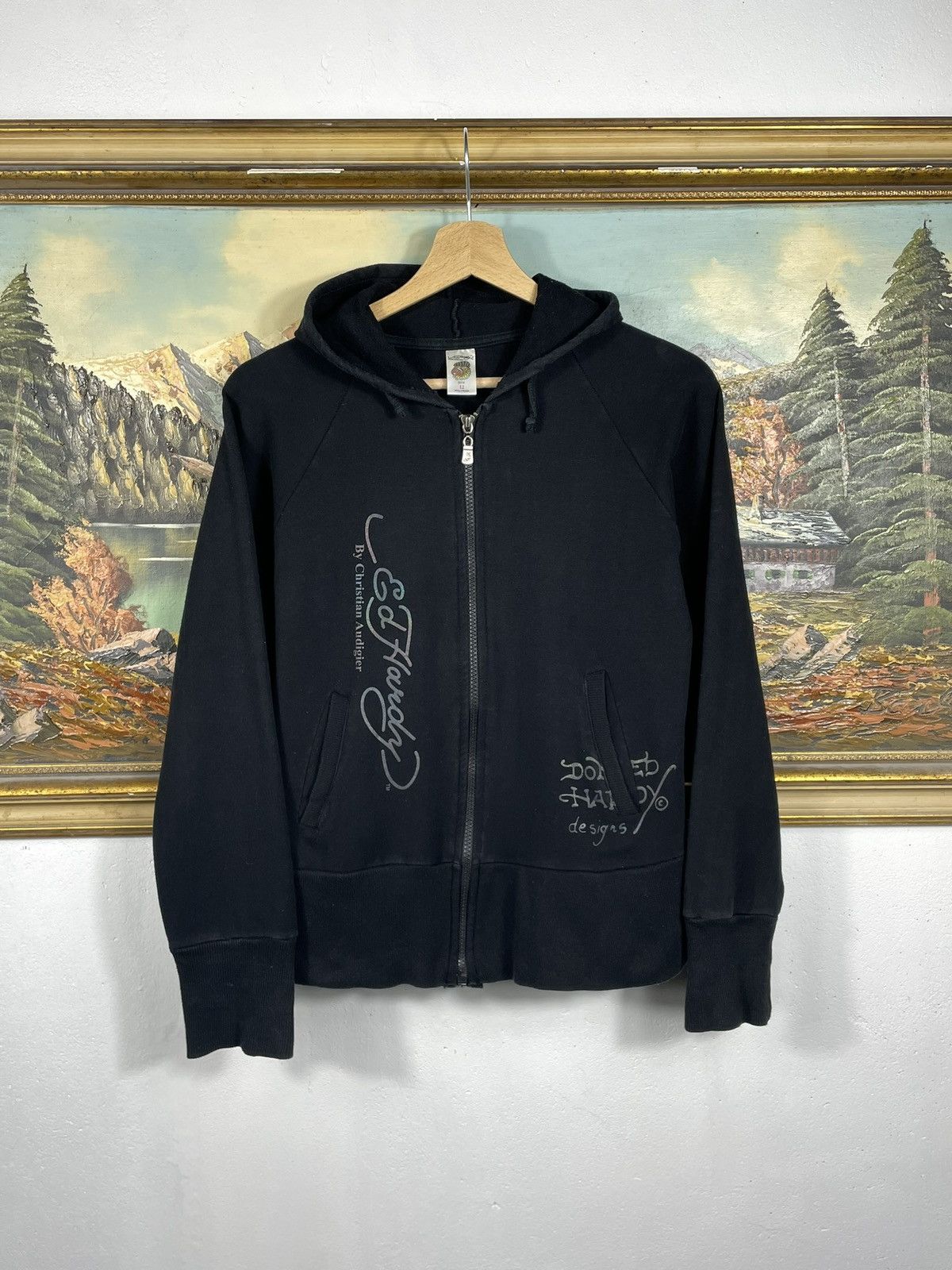 Christian Audigier × Ed Hardy × Vintage Ed Hardy Retro 00s Hoodie With Crystals Affliction Grunge Size US XS / EU 42 / 0 - 2 Thumbnail