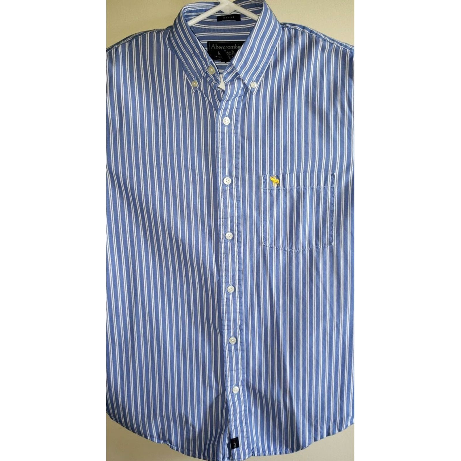 Abercrombie & Fitch Abercrombie & Fitch Shirt Men XL Blue/White Vertical Stripe Long Sleeve Button-Up Shirt Size XL Size US XL / EU 56 / 4 - 3 Thumbnail