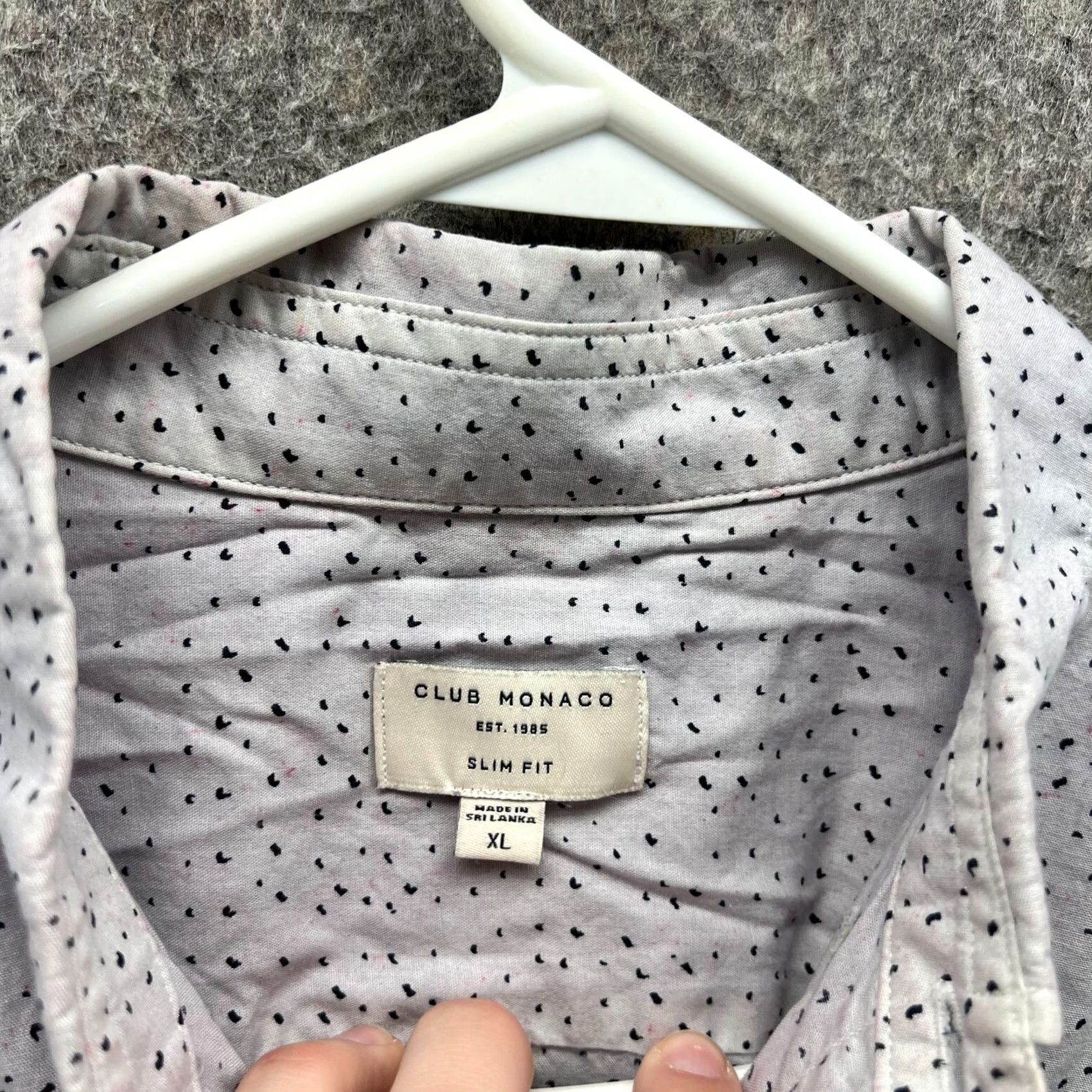 Club Monaco Club Monaco Shirt Men XL Gray Polka Dot Button-Down Slim Fit Size US XL / EU 56 / 4 - 5 Thumbnail