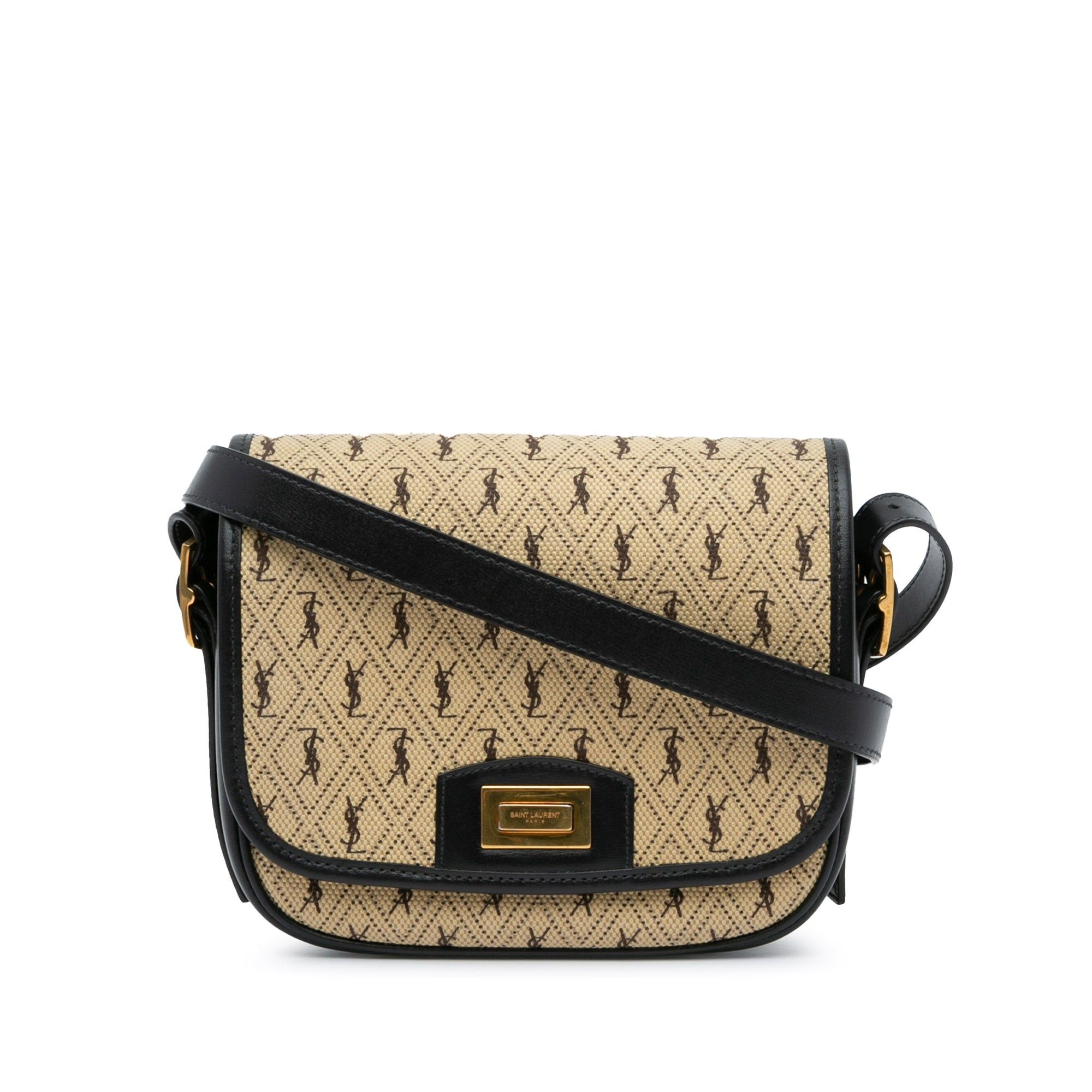 Saint Laurent Paris Saint Laurent Small Canvas Monogram All Over Crossbody Brown Size ONE SIZE - 1 Thumbnail