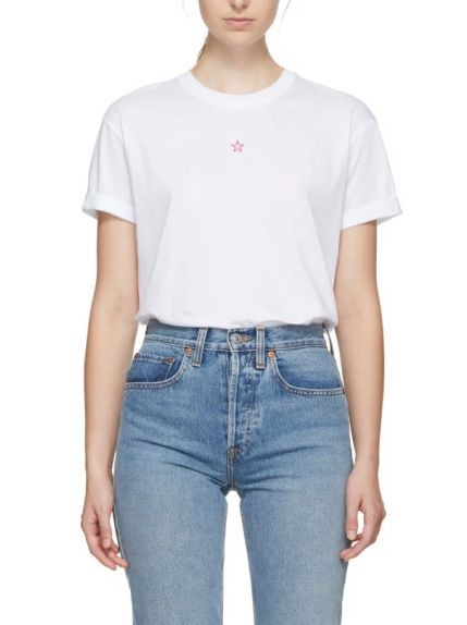 Stella McCartney Stella McCartney White Embroidered Star T-Shirt Size L / US 10 / IT 46 - 1 Thumbnail