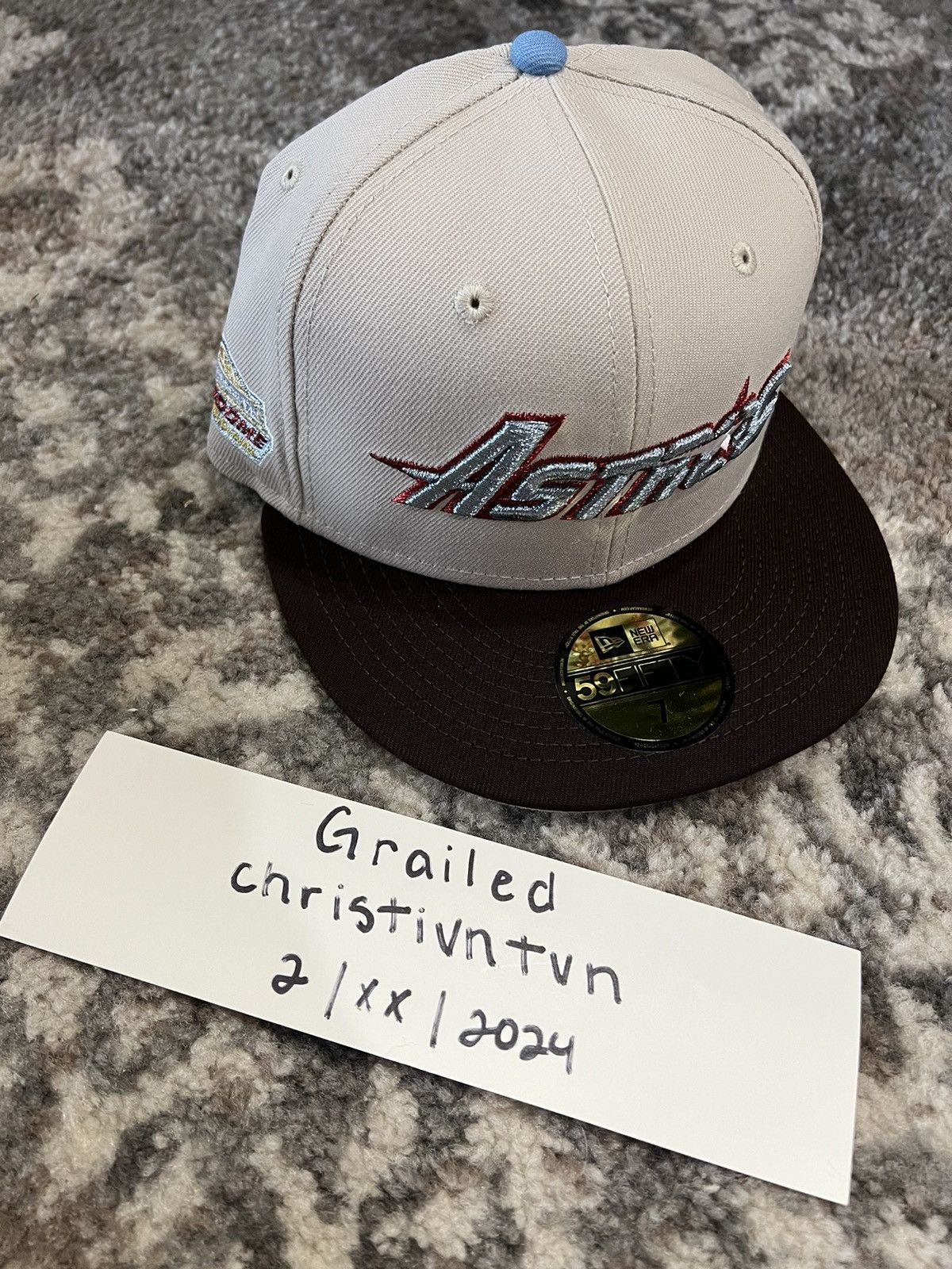 image of New Era 7 Houston Astros Dunk Sta Fitted Hat in Grey, Men's