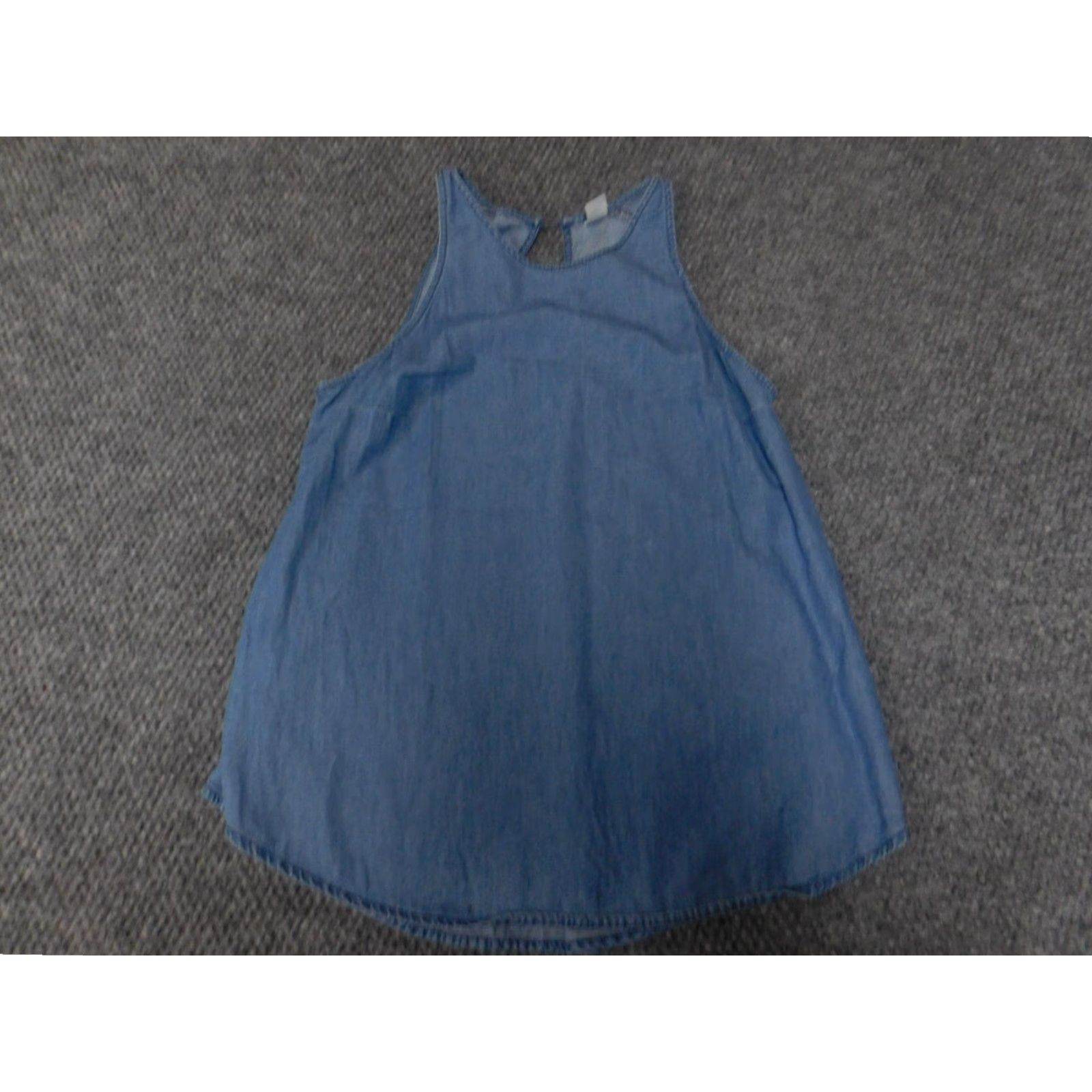 Old Navy Old Navy Womens Blouse XS Blue Denim 100% Cotton Dolman Sleeveless Round Neck Pullover Casual Basic Button Regular Women Shirt Size XS / US 0-2 / IT 36-38 - 2 Thumbnail