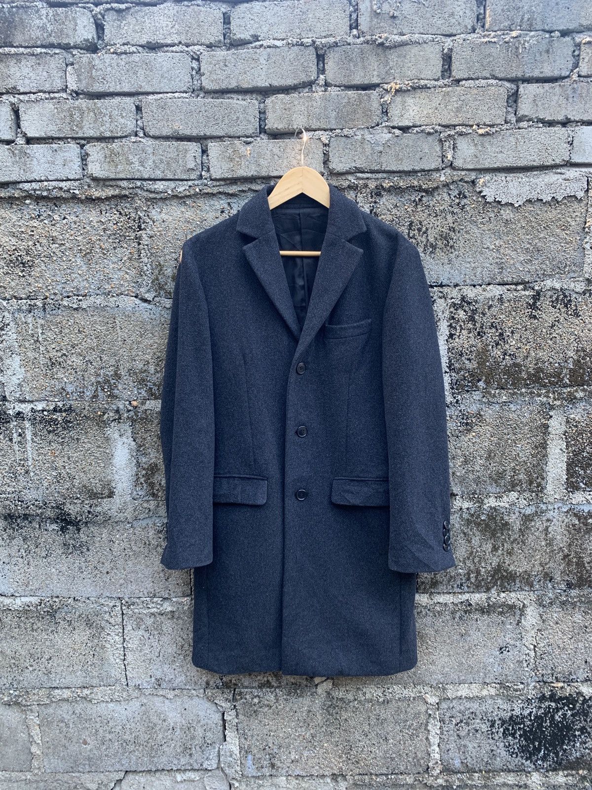 image of Vintage Ships Jet Blue Wool Coat in Black, Men's (Size Small)