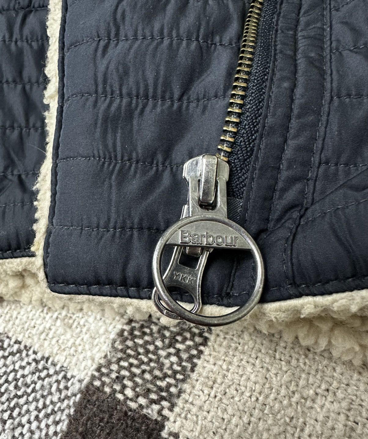 Barbour Battalion Quilt Navy Jacket with Sherpa size 36/uk10