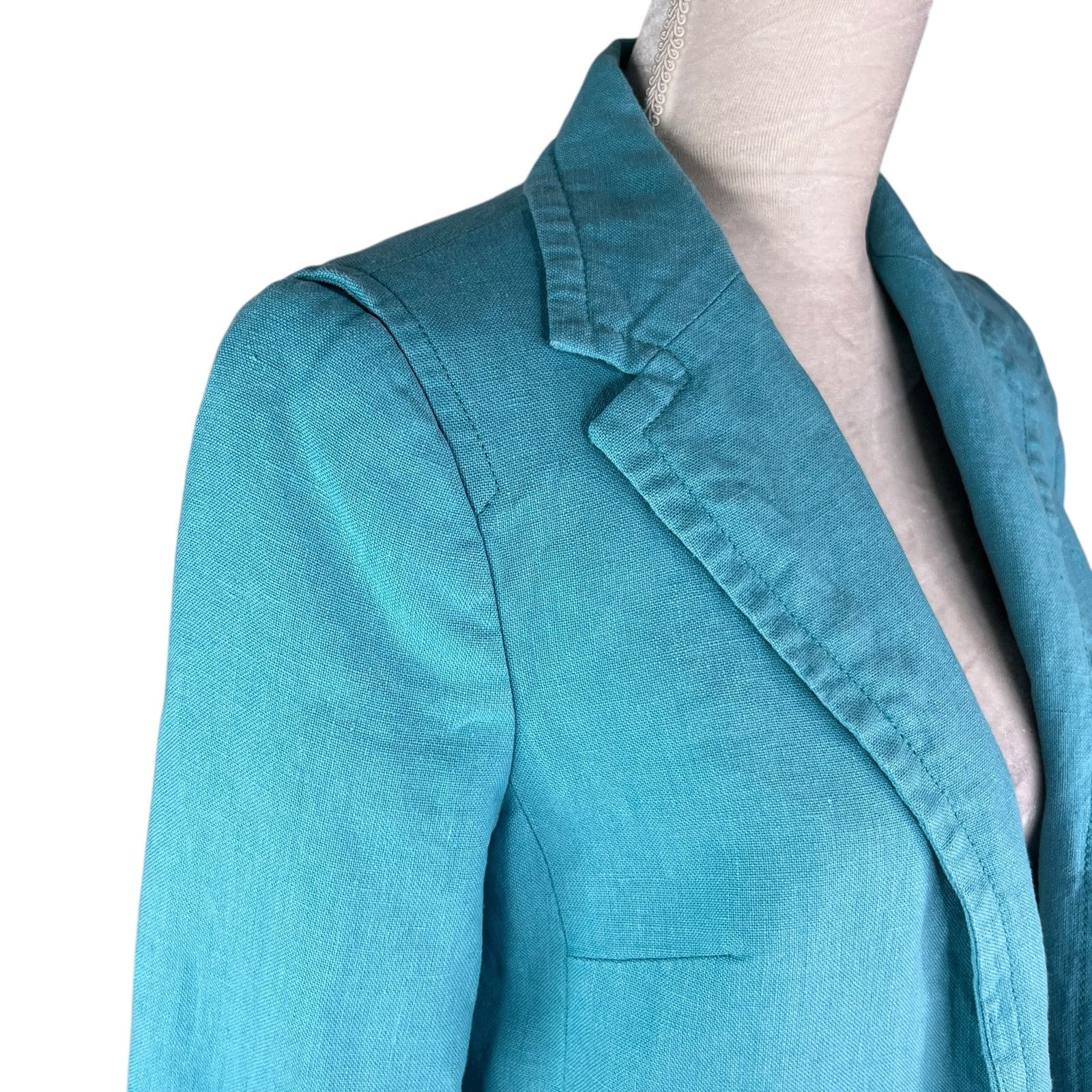 Other Talbots Linen Blazer 10 Turquoise Lined Pockets Open Classic Size L / US 10 / IT 46 - 7 Thumbnail