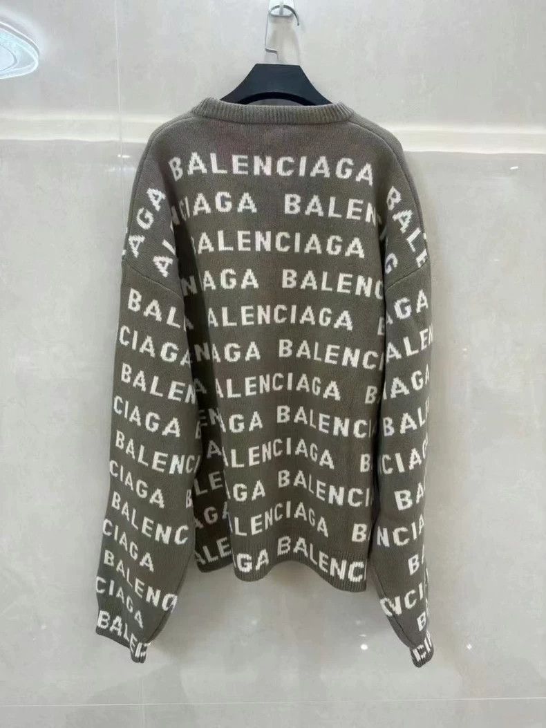 Balenciaga Balenciaga White and Brown Full Print Letter Logo Sweater Size US L / EU 52-54 / 3 - 2 Thumbnail