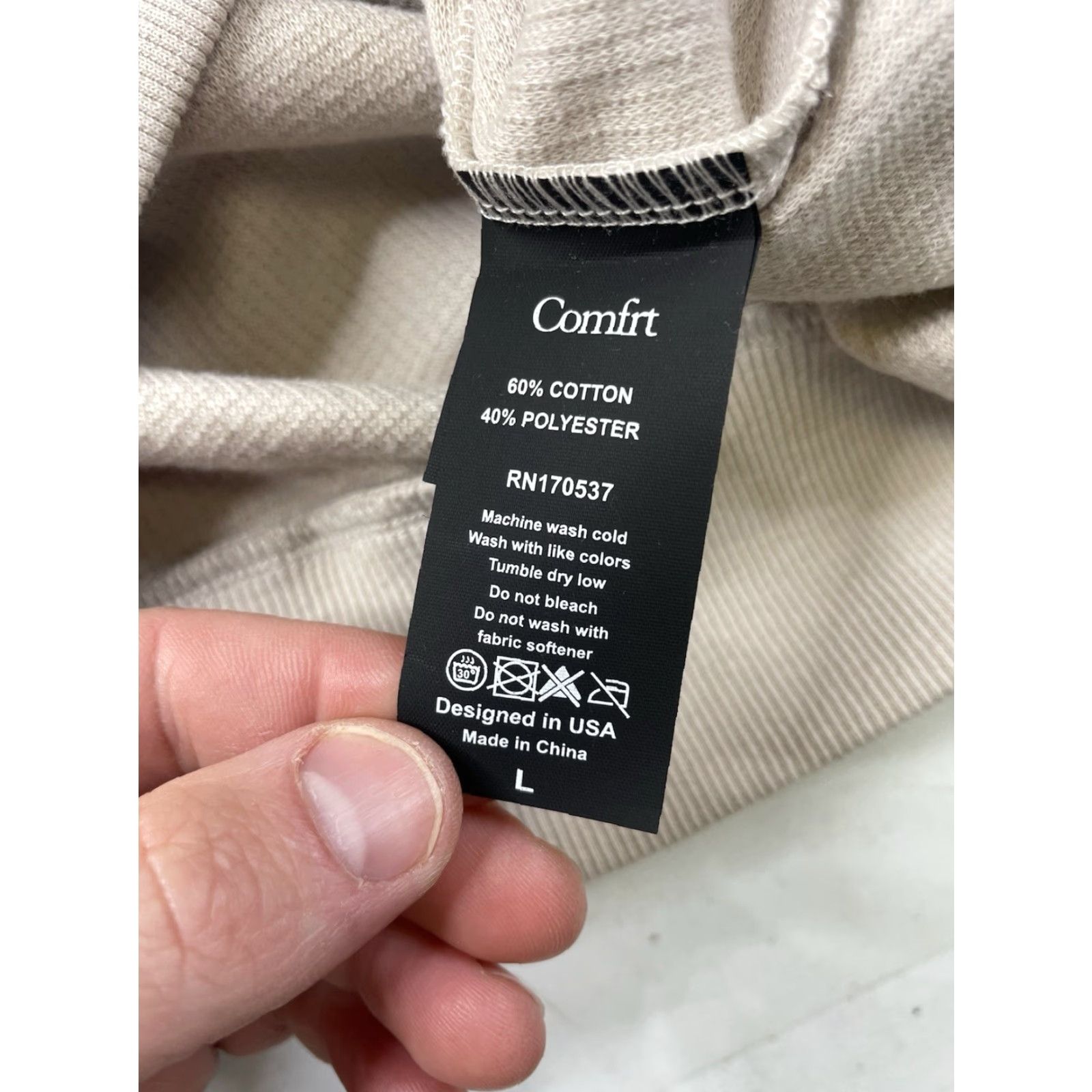 Vintage Comfrt Mens Crewneck Top Beige L Thermal Knit Waffle Cotton Blend Logo All Seasons Regular Size US L / EU 52-54 / 3 - 7 Thumbnail