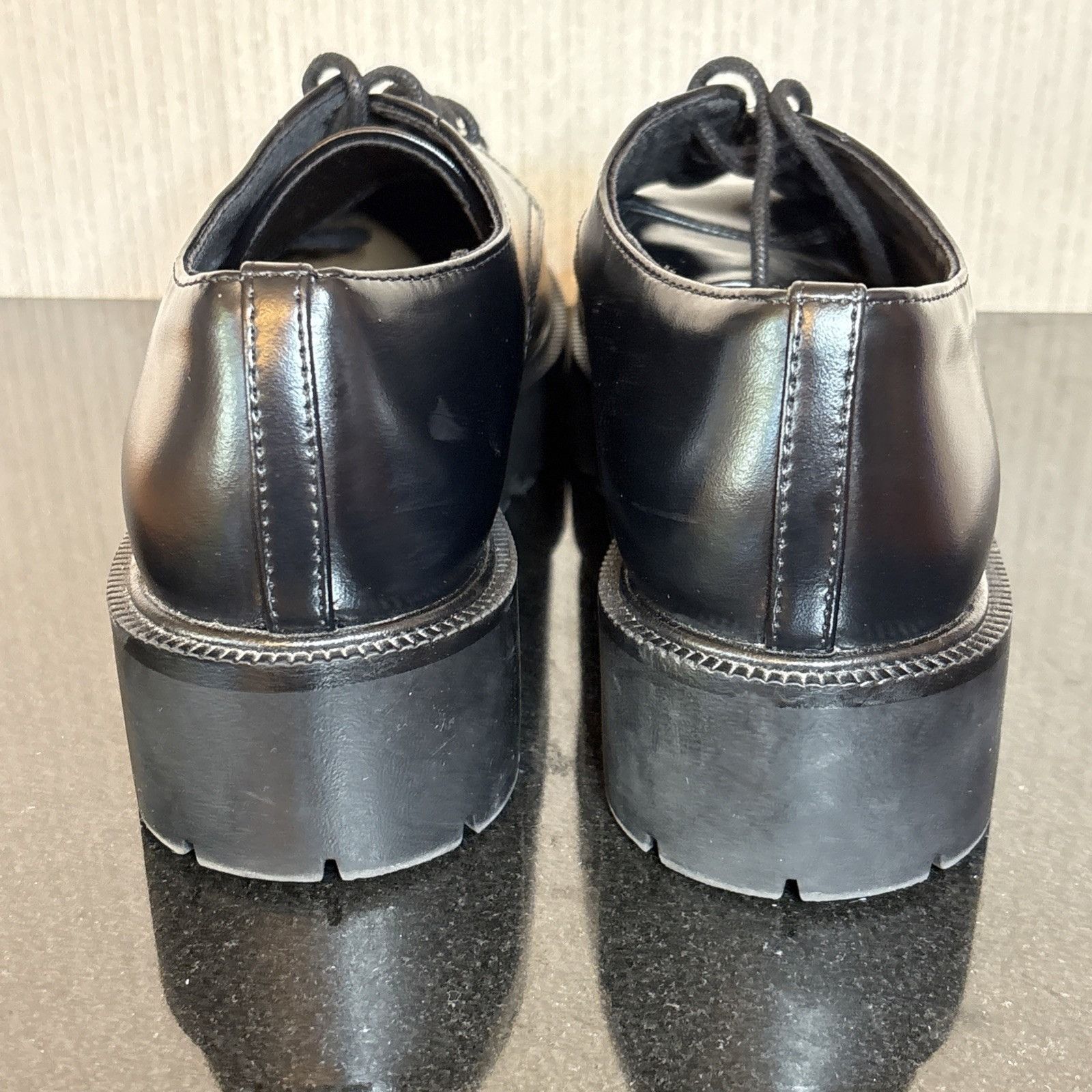 H&M H&M Oxford Shoes Womens 9 Black Faux Leather Lug Sole Brogue Size US 9 / IT 39 - 4 Thumbnail
