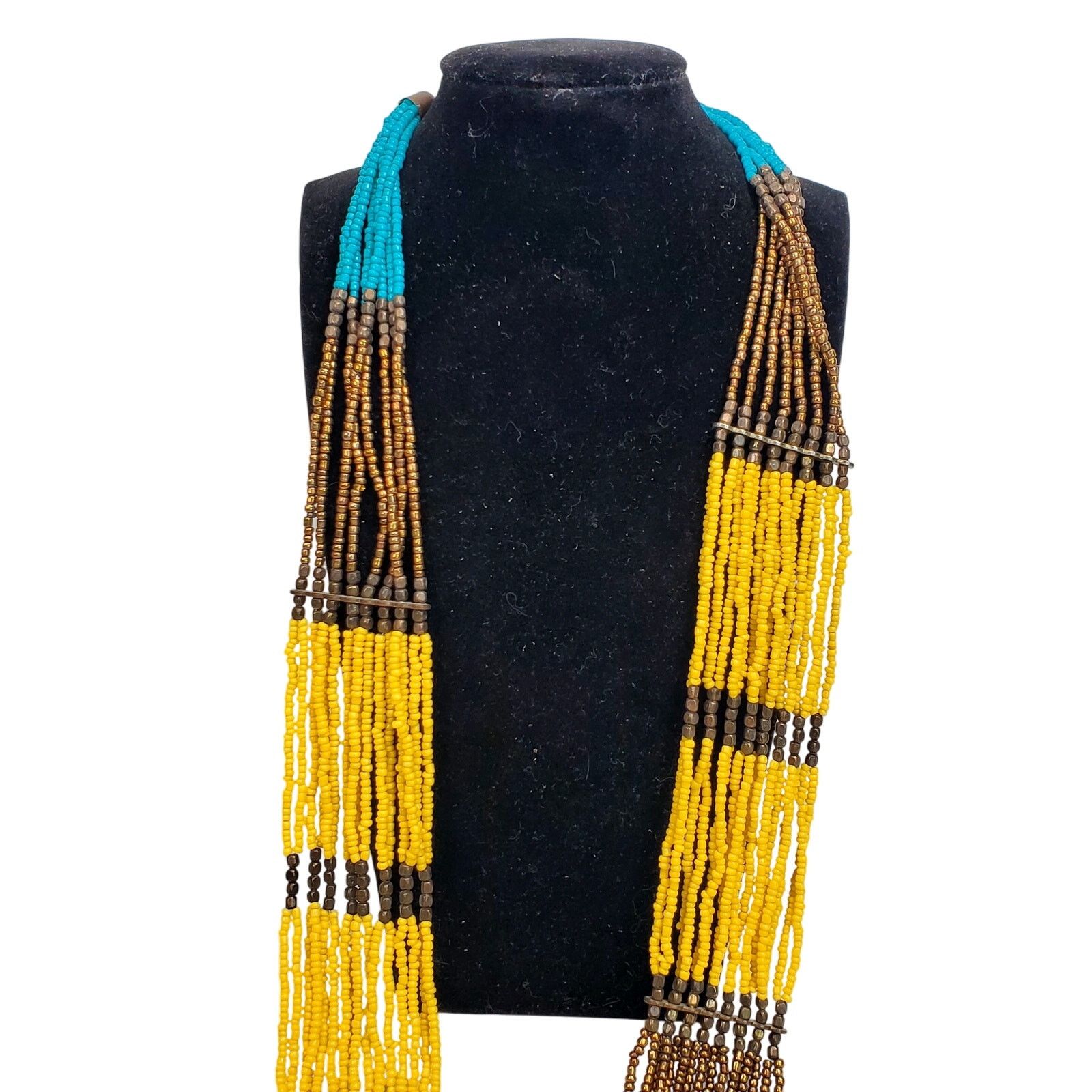 Other Vtg Necklace Seed Beads Southwestern Statement Tiered 34" Size ONE SIZE - 3 Thumbnail