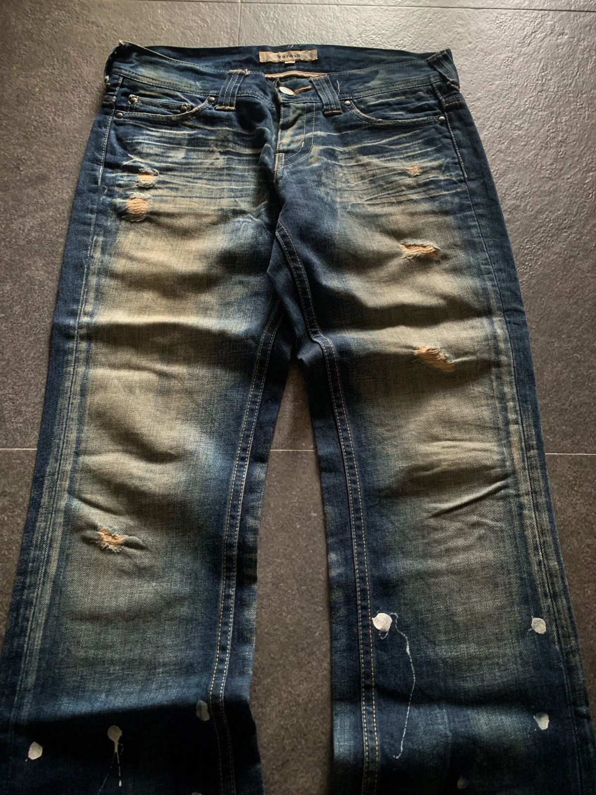 If Six Was Nine Varosh Mud Wash Studded Swarovski Flared Denim Size US 32 / EU 48 - 2 Thumbnail
