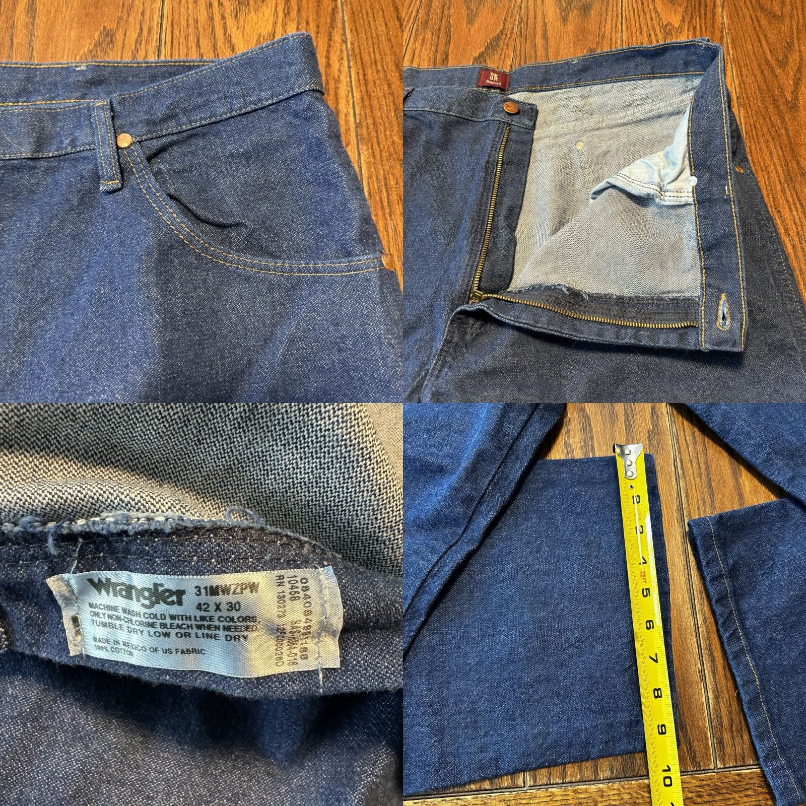 Wrangler VINTAGE Wrangler Jeans 42x30 Relaxed Denim Western Cowboy Boot Cut Mens Regular 42x30 Blue Cotton 5-Pocket Size US 42 / EU 58 - 9 Thumbnail