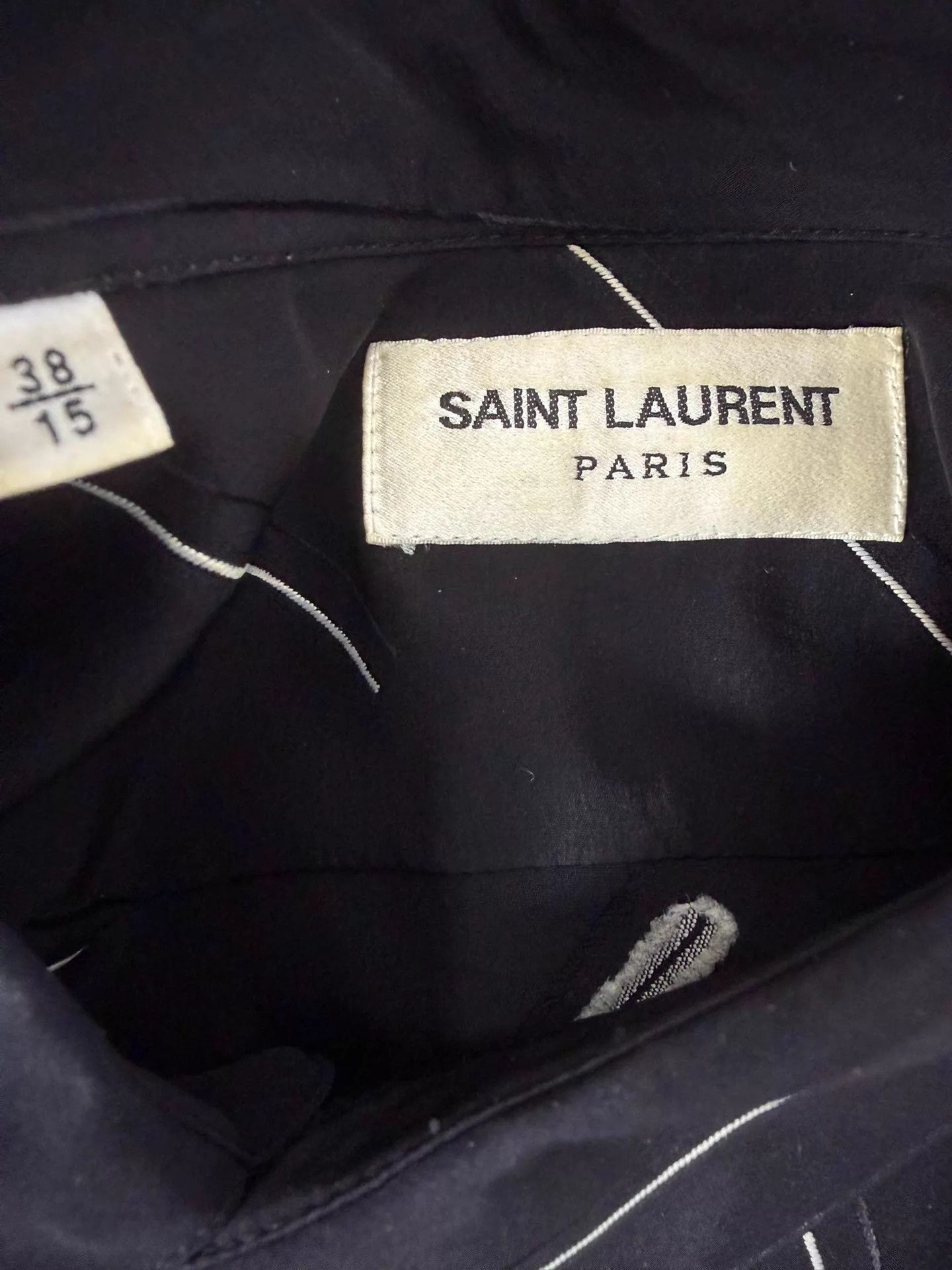 Saint Laurent Paris SLP20FW silk blend shirt black ivory twill embroidery Size US XXS / EU 40 - 4 Thumbnail