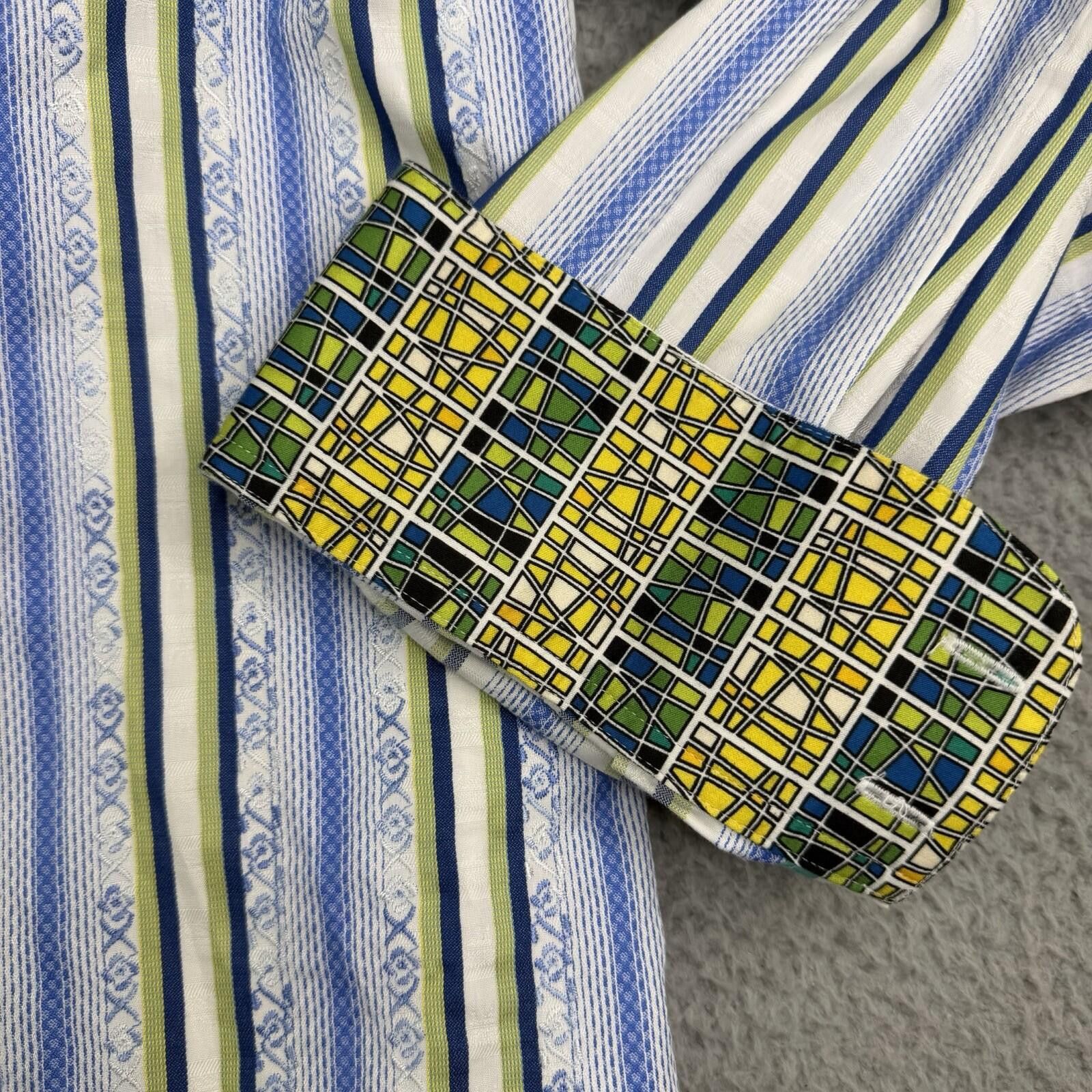 Robert Graham Robert Graham Striped 4XL Blue White Green Button Up Shirt Size US XXL / EU 58 / 5 - 3 Thumbnail