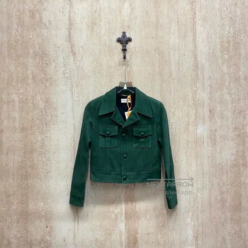 Saint Laurent Green Suede Short Jacket