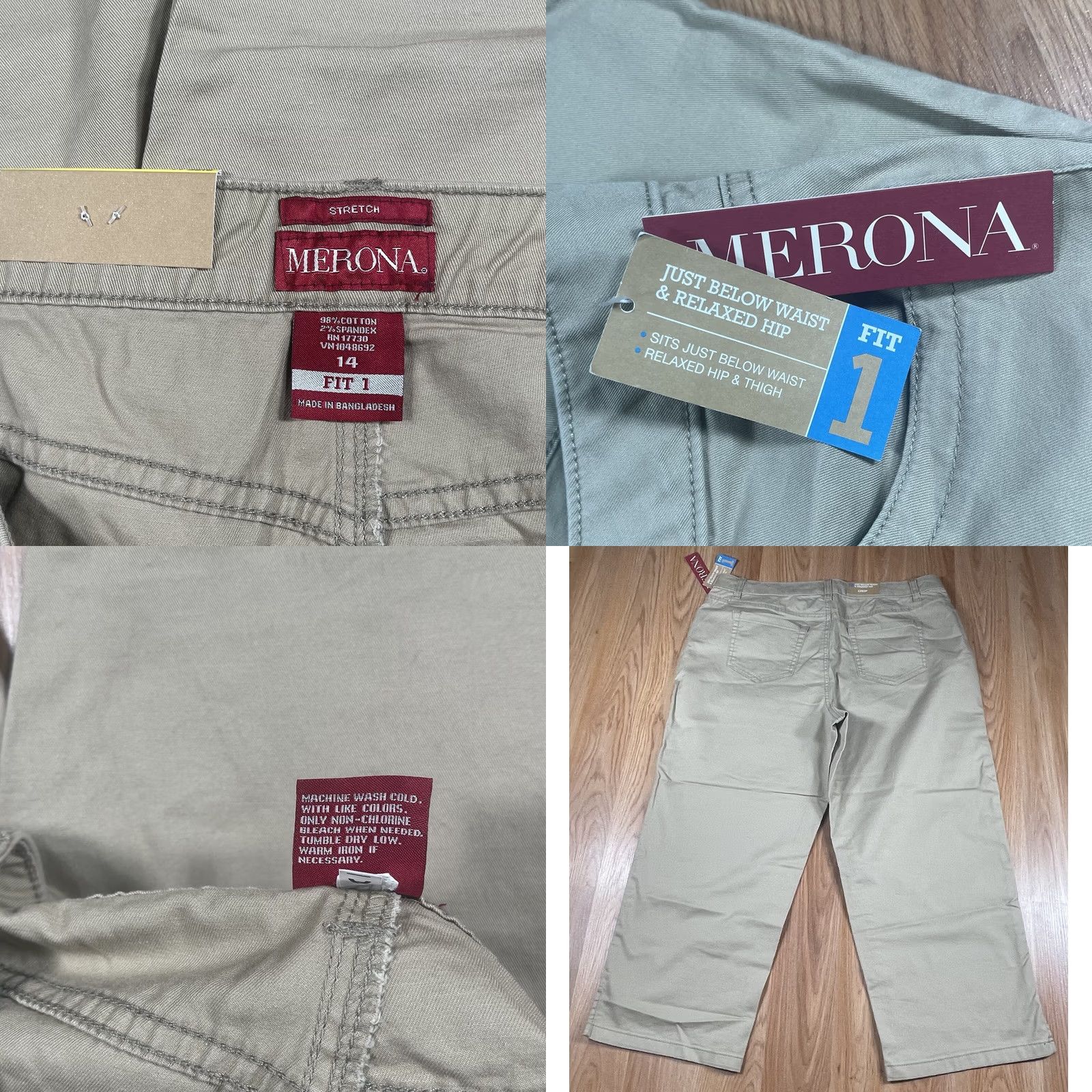 Merona Merona Womens 14 Chino Capri CropCapri Pants Relaxed Hip & Thigh Stretch 23in Inseam Beige NWT Holiday? Size 36" / US 14 / IT 50 - 8 Thumbnail