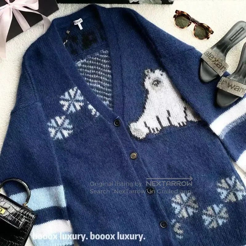 Loewe Loewe Deep Blue Mohair Women's Cardigan . Size S / US 4 / IT 40 - 4 Thumbnail