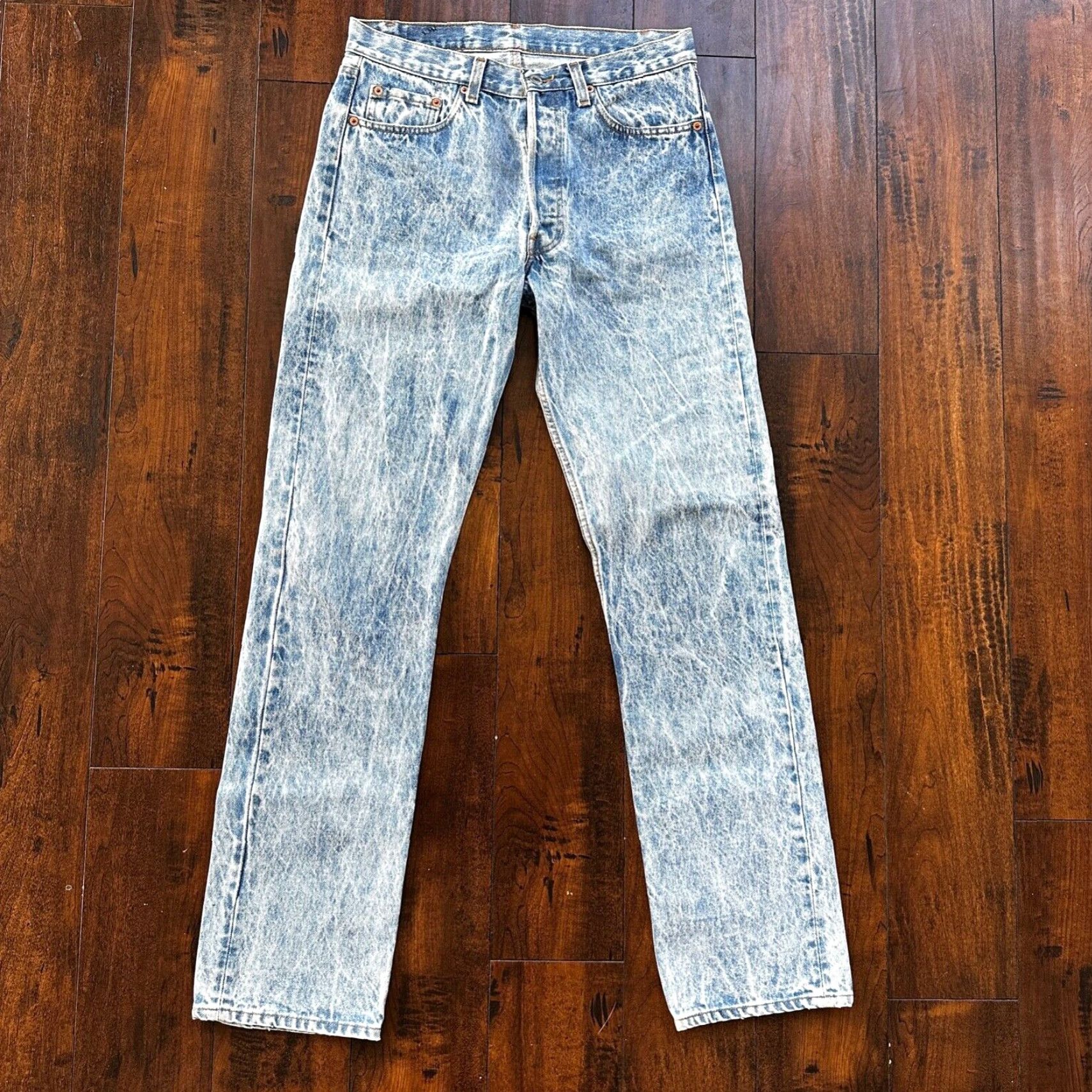 Levi's VTG 90s Levis 501 Button Fly 33x34 USA Tag Jeans Acid Wash 80s Act 30x33 Size US 33 - 2 Thumbnail