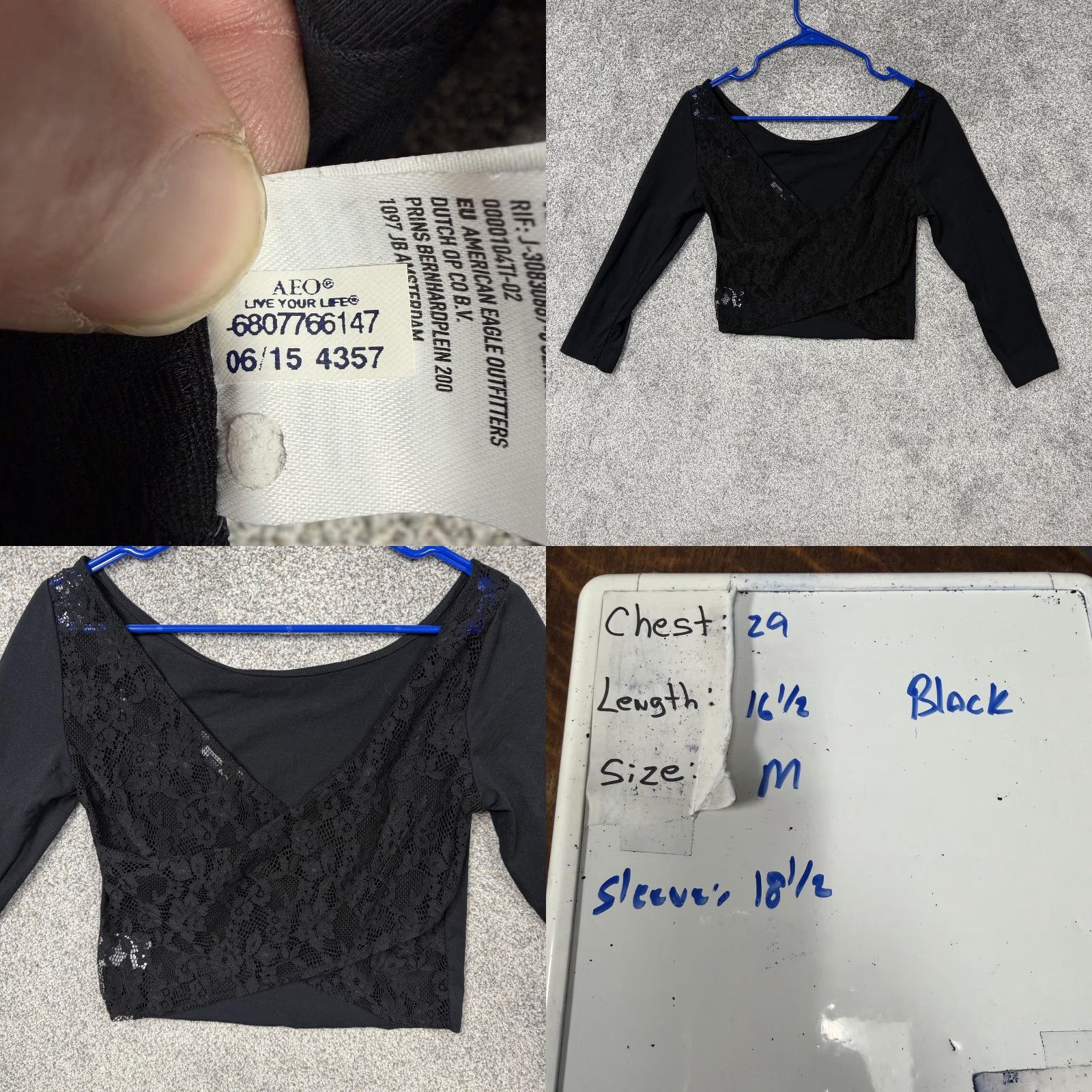 American Eagle Outfitters American Eagle Cropped Top M Lace Dark Romantic Goth Indie Sleaze Balletcore Size M / US 6-8 / IT 42-44 - 9 Thumbnail