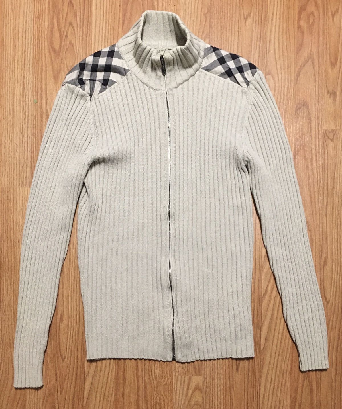 Burberry Burberry London Beige Cotton Knit Zip Sweater Size L Size US L / EU 52-54 / 3 - 2 Thumbnail
