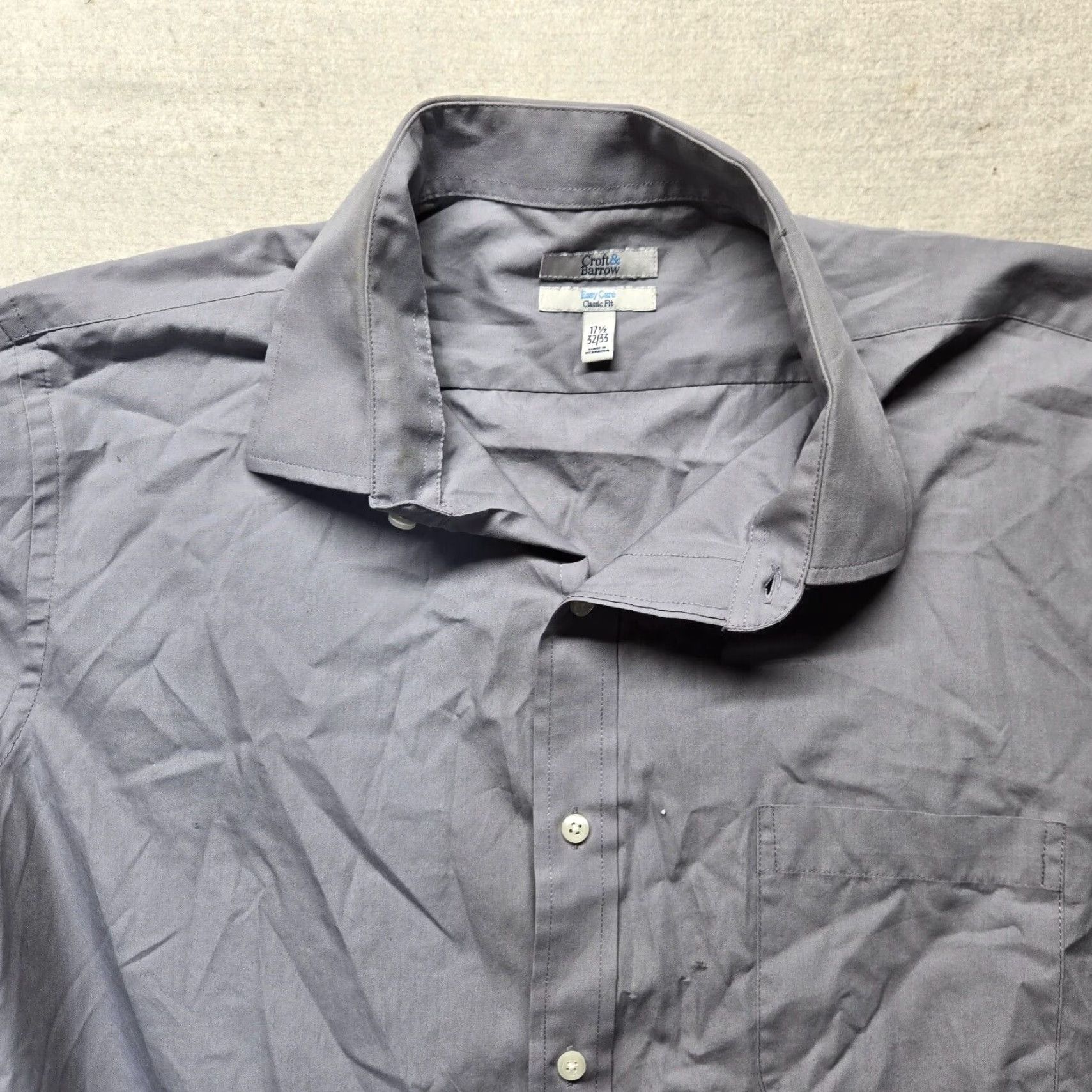 Croft & Barrow Croft & Barrow Shirt Men Adult Size 17.5 32/33 Gray Button-Up Collared Classic Fit Casual Size US XL / EU 56 / 4 - 2 Thumbnail