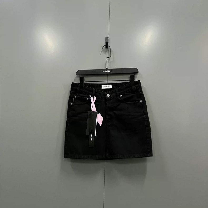 Balenciaga Black denim short skirt
