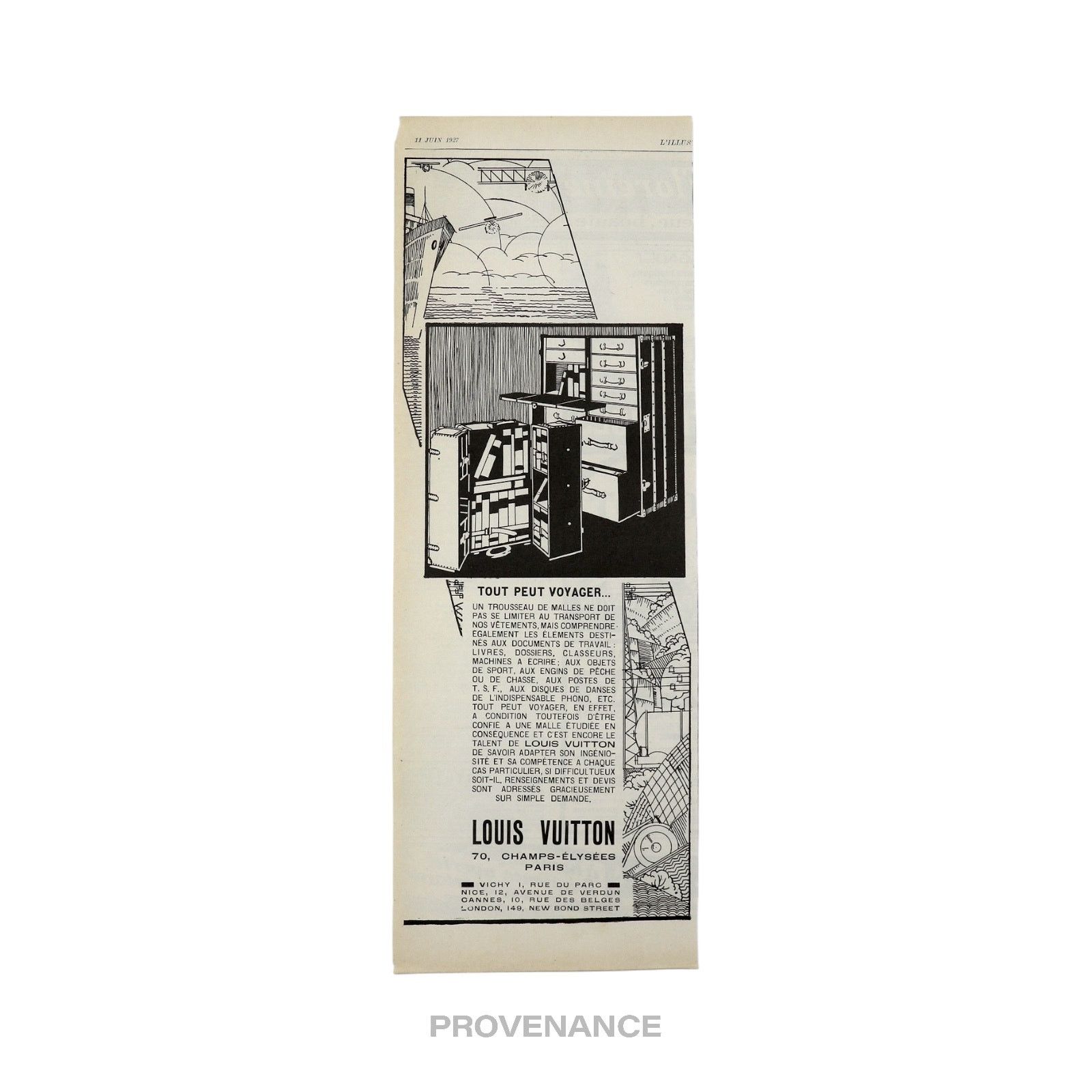 Louis Vuitton 🔴 Louis Vuitton Antique Vintage Newsprint Ad - Travel Trunk Size ONE SIZE - 3 Thumbnail