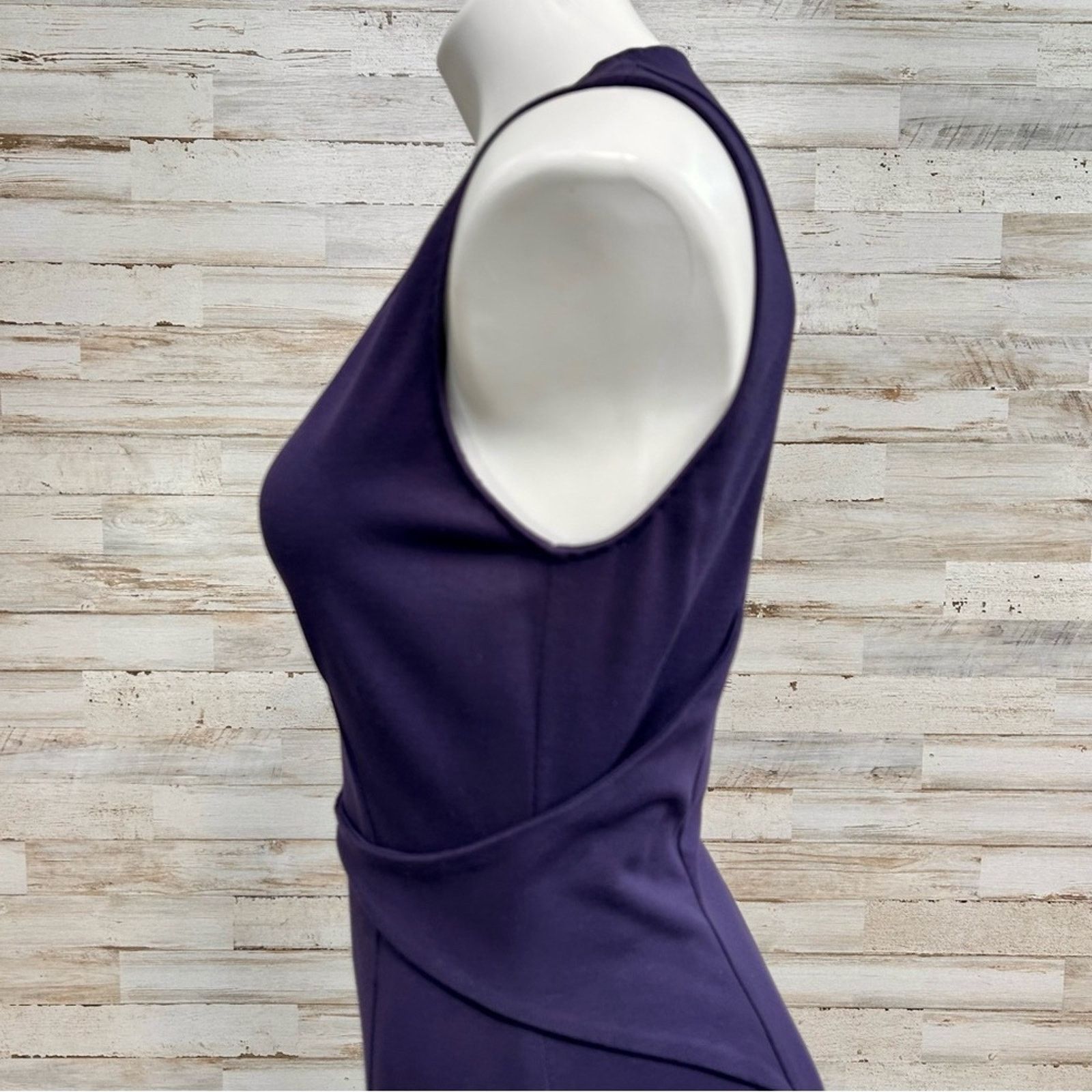 Elie Tahari Sleeveless Stretch Knit Sheath Dress Purple Sz S