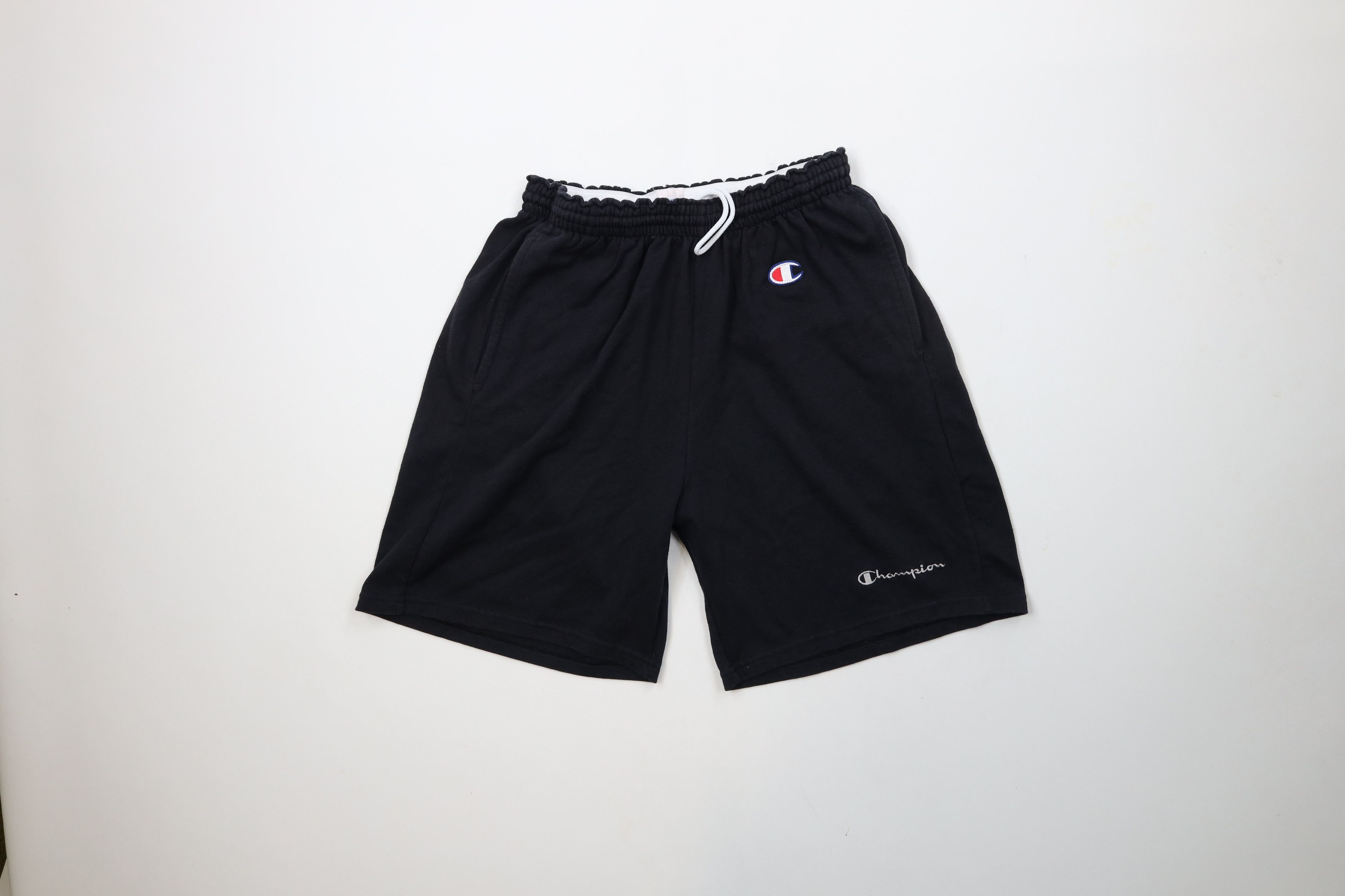 Champion × Vintage Vintage 90s Champion Spell Above Knee Shorts Black Cotton Size US 34 / EU 50 - 1 Thumbnail