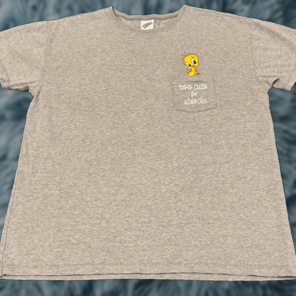 Vintage VINTAGE Looney Tunes Tweety Bird Cartoon Pocket Tee Womens M Shirt gray 90s VTG Cartoon Pocket Tee Womens M Size M / US 6-8 / IT 42-44 - 1 Thumbnail