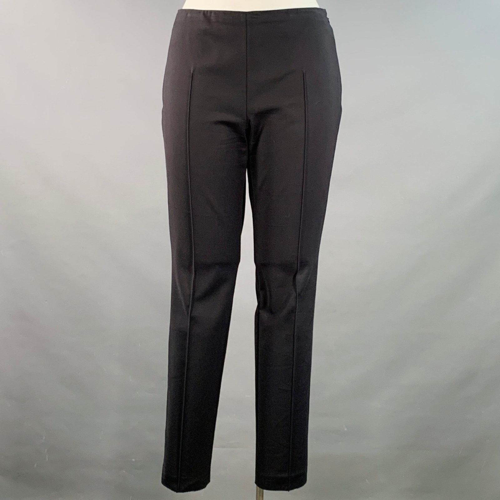 Black Cotton Blend Tapered Side Zipper Dress Pants