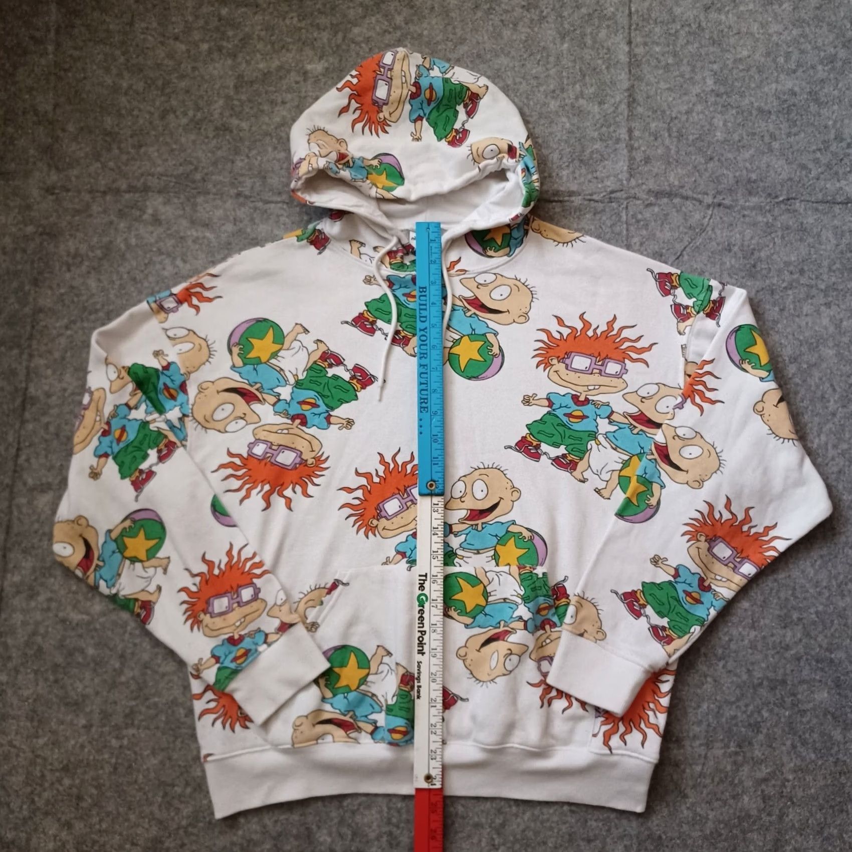 Nickelodeon Nickelodeon Rugrats Hoodie Mens M Ivory All Over Print Chuckie Finster Pockets Size US M / EU 48-50 / 2 - 7 Thumbnail