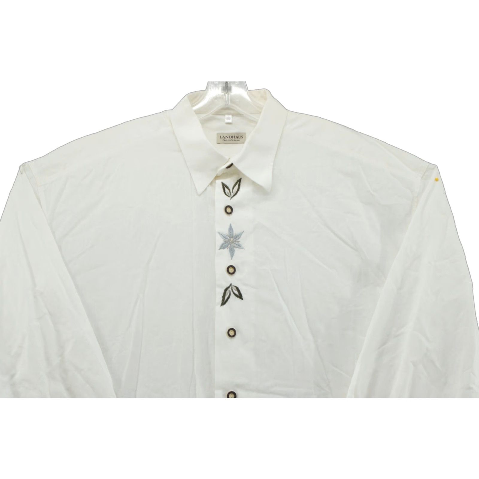 Vintage VINTAGE Landhaus Shirt Men's Large Long Sleeve Button Up Embroidered Star 100% Cotton Beige Size US L / EU 52-54 / 3 - 1 Thumbnail