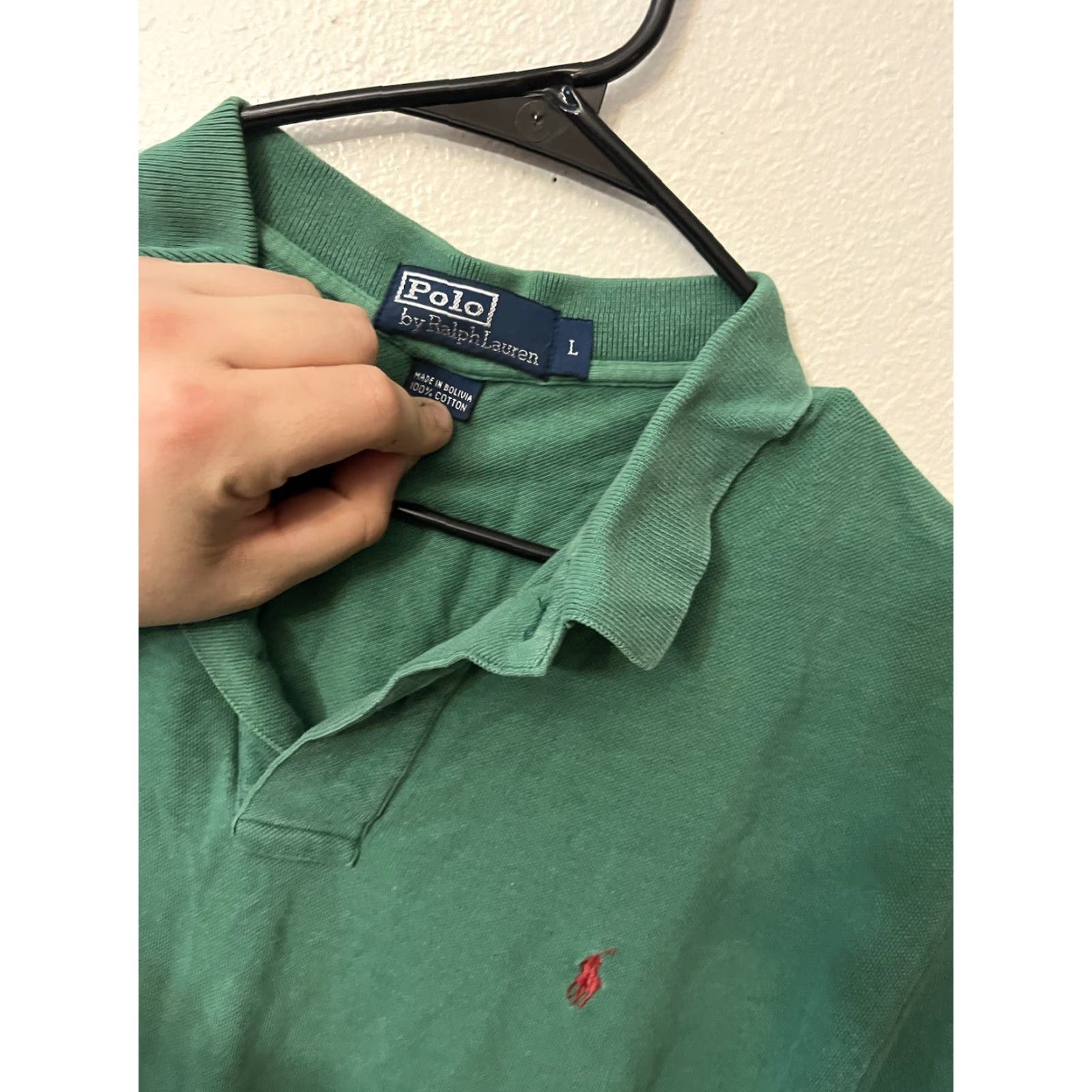 Polo Ralph Lauren Polo Ralph Lauren Polo Shirt Mens Green Solid Logo Pony Large L Vintage No - 90s Classic Size US L / EU 52-54 / 3 - 3 Thumbnail
