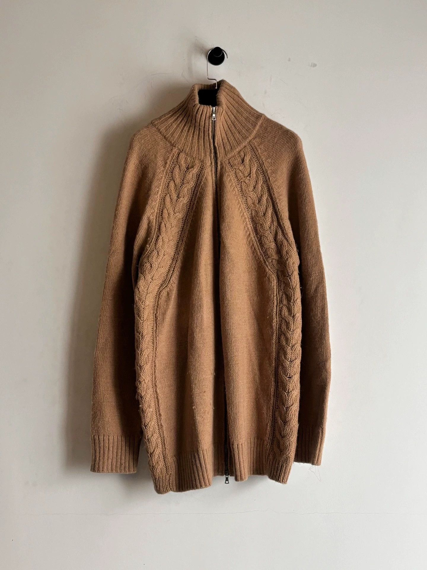 Dries Van Noten Beige Zip-Up Cable Knit Sweater Size L Size US L / EU 52-54 / 3 - 1 Thumbnail