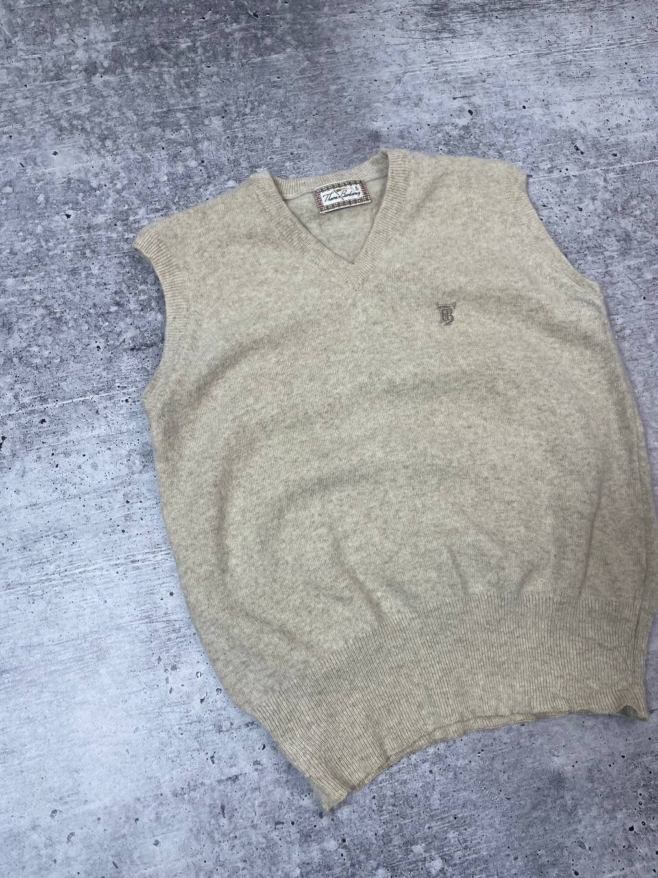 Burberry Vintage Thomas Burberry Logo V Neck Wool Sweater Vest Size US M / EU 48-50 / 2 - 2 Thumbnail