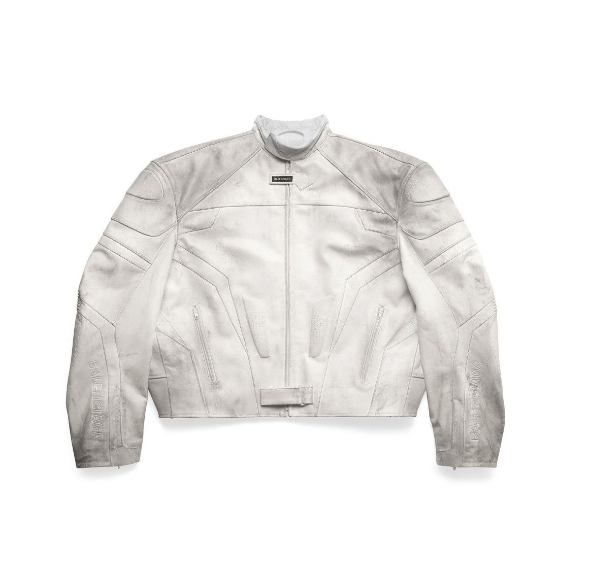 Balenciaga o1bcso1str0625 Oversized Biker Jacket in White Size US L / EU 52-54 / 3 - 5 Thumbnail